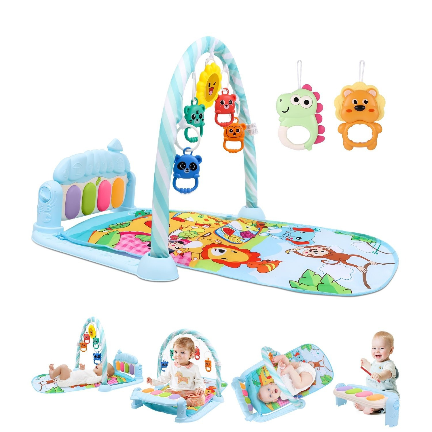 TEMU Baby Play Gym Baby Play Mat, Play Mat With Piano, Play Mat With Removable Play Arch, Baby Play Toy, Tummy Time Activity Mat For Baby & Toddlers