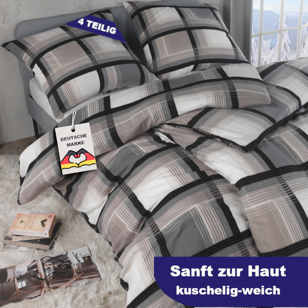 2x Bedding 135x200 X 2x Pillowcase 80x80, Extra Fluffy Soft Warm Bed Cover, Fluffy Winter Duvet, Cozy Bedding