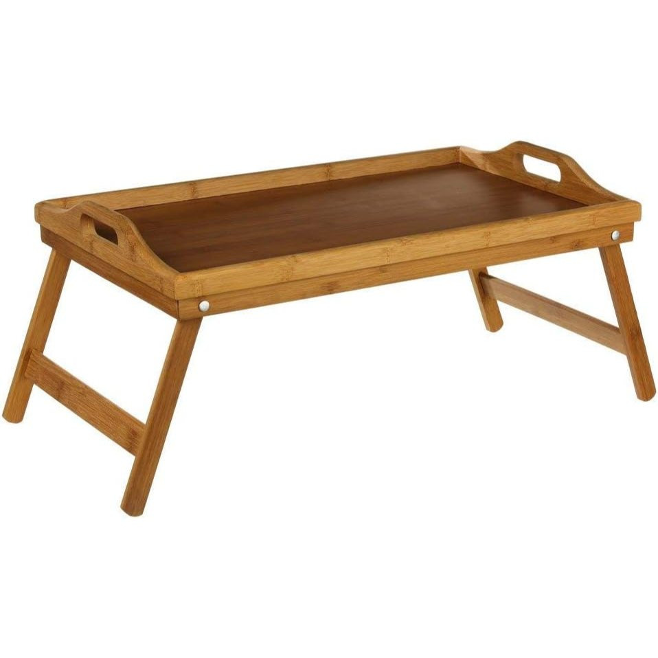 TEMU Plateau pour Petit Dejeuner au lit ou Plateau télé en Bambou sur pieds repliables