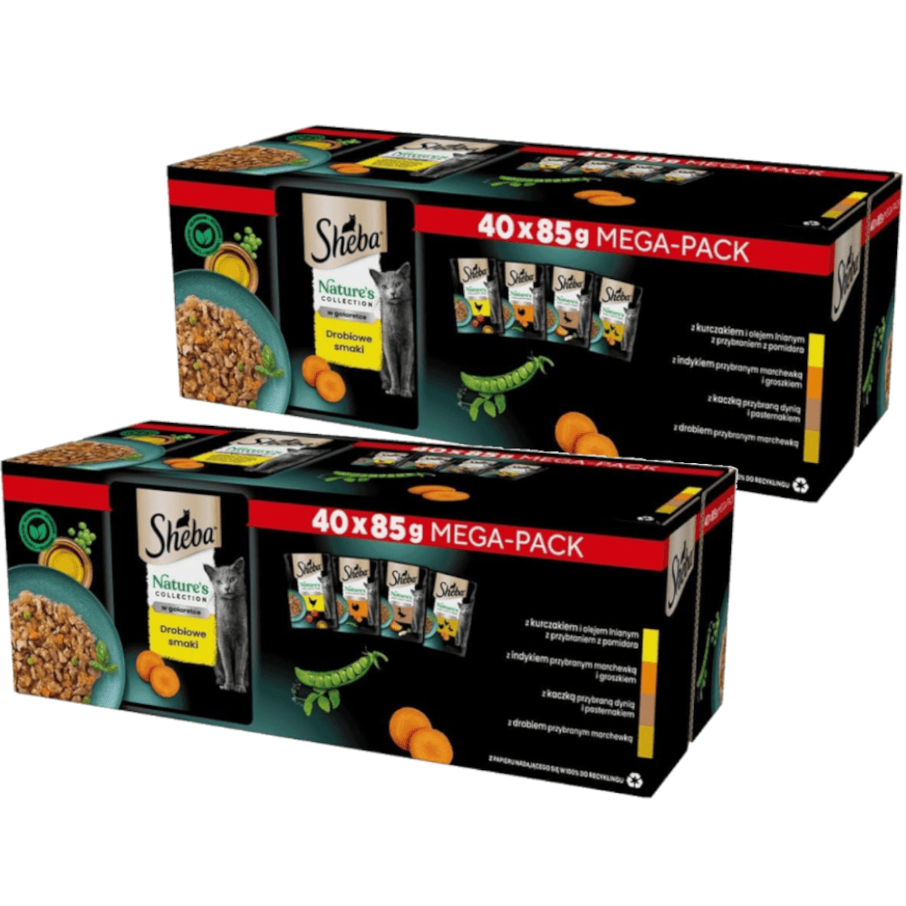 2-Pack SHEBA Nature's Collection Wet Cat Food, Poultry Flavors in Pouches, 40x85g