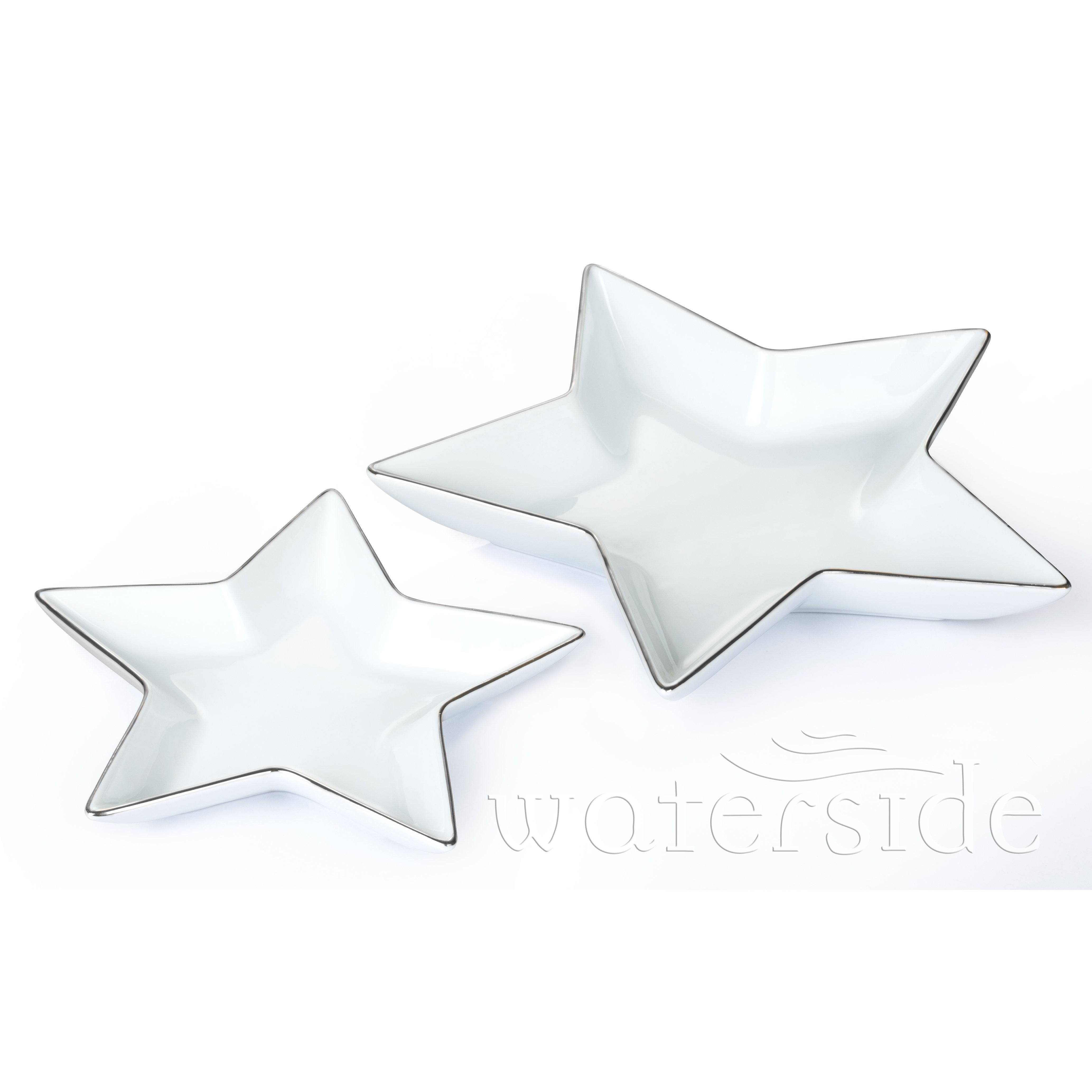 The Waterside Waterside Platinum Rim Star Serving Plates Set Of 2
