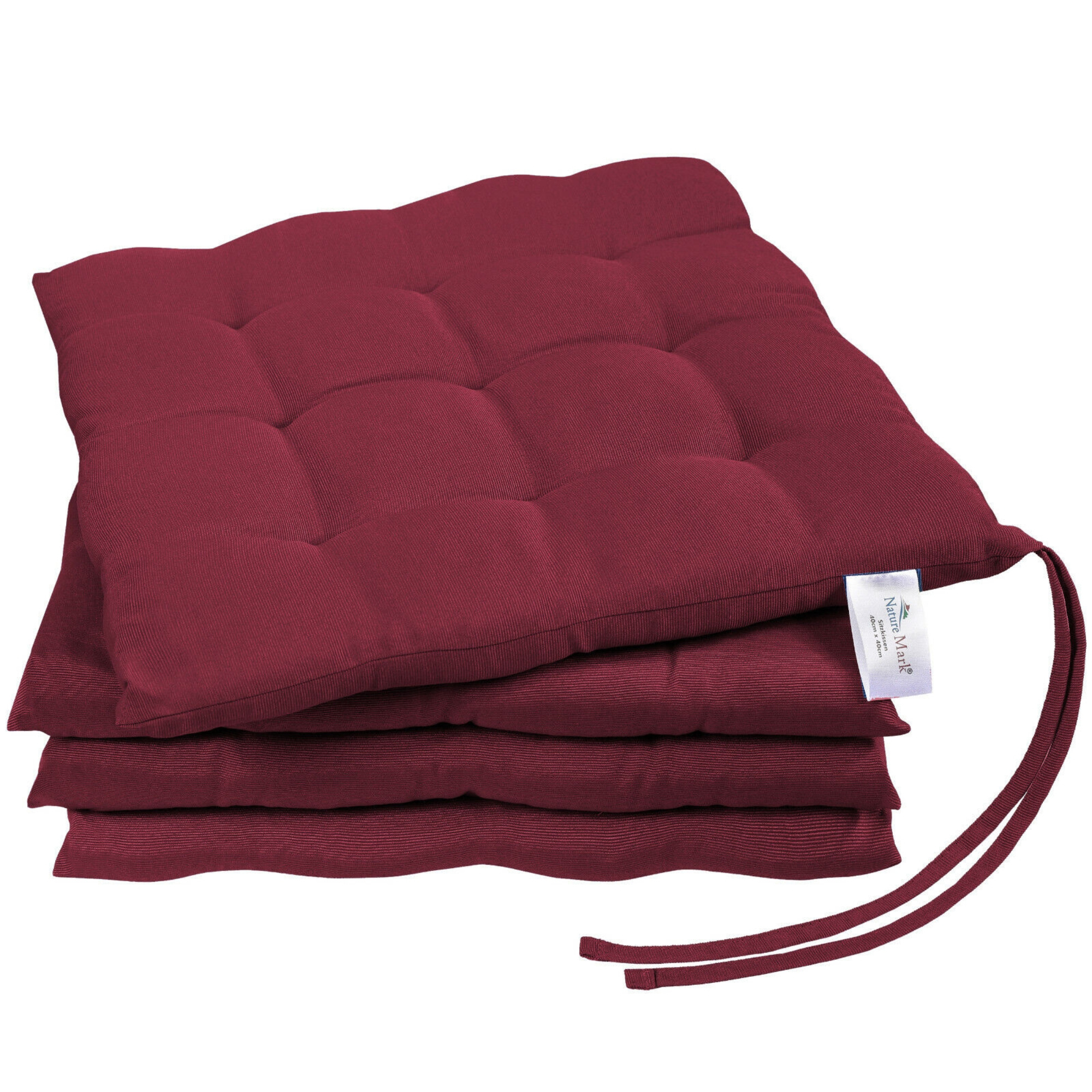 Naturemark 4pcs Set Of Chair Cushions With Straps 40x40 Cm Filled Seat Cushions For Balcony Seat Pads For Or Kitchen