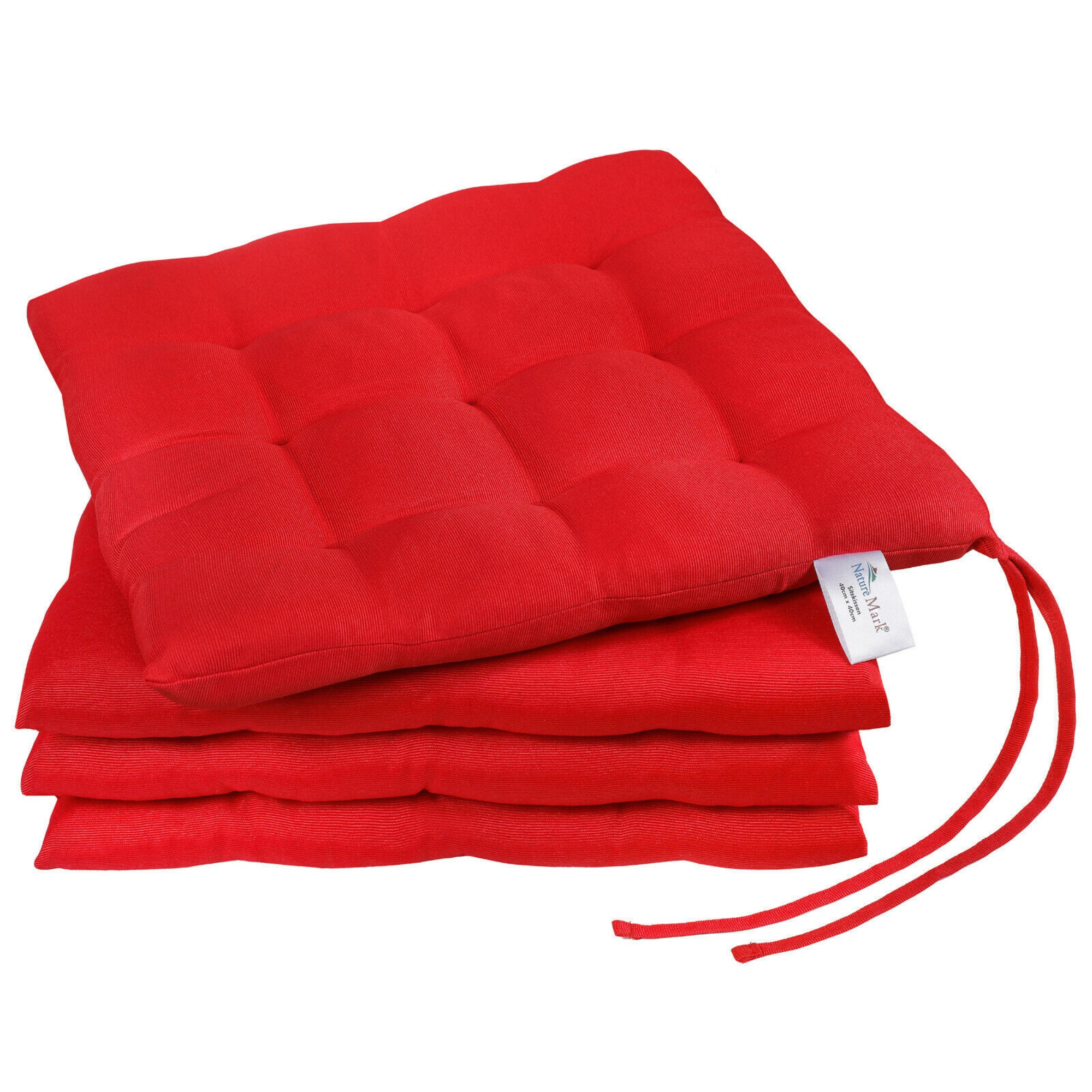Image of Naturemark 4pcs Set Of Cushions With Straps 40x40 Cm Filled Seat Cushions For Balcony Seat Pads For Or Kitchen