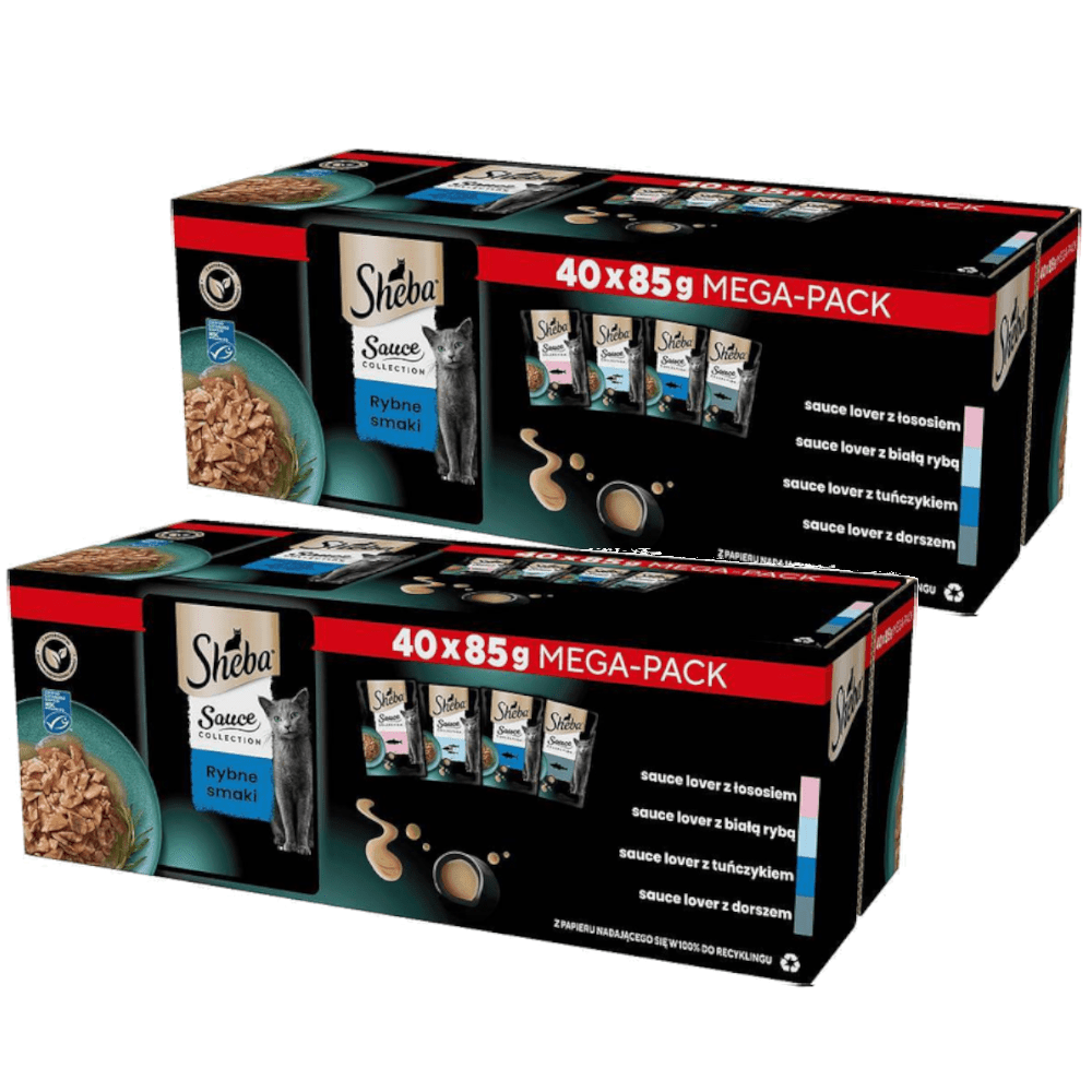 Image of 2 Pieces Sheba Sauce Collection Wet Cat Food, Fish Flavors In Pouches, 40x85g