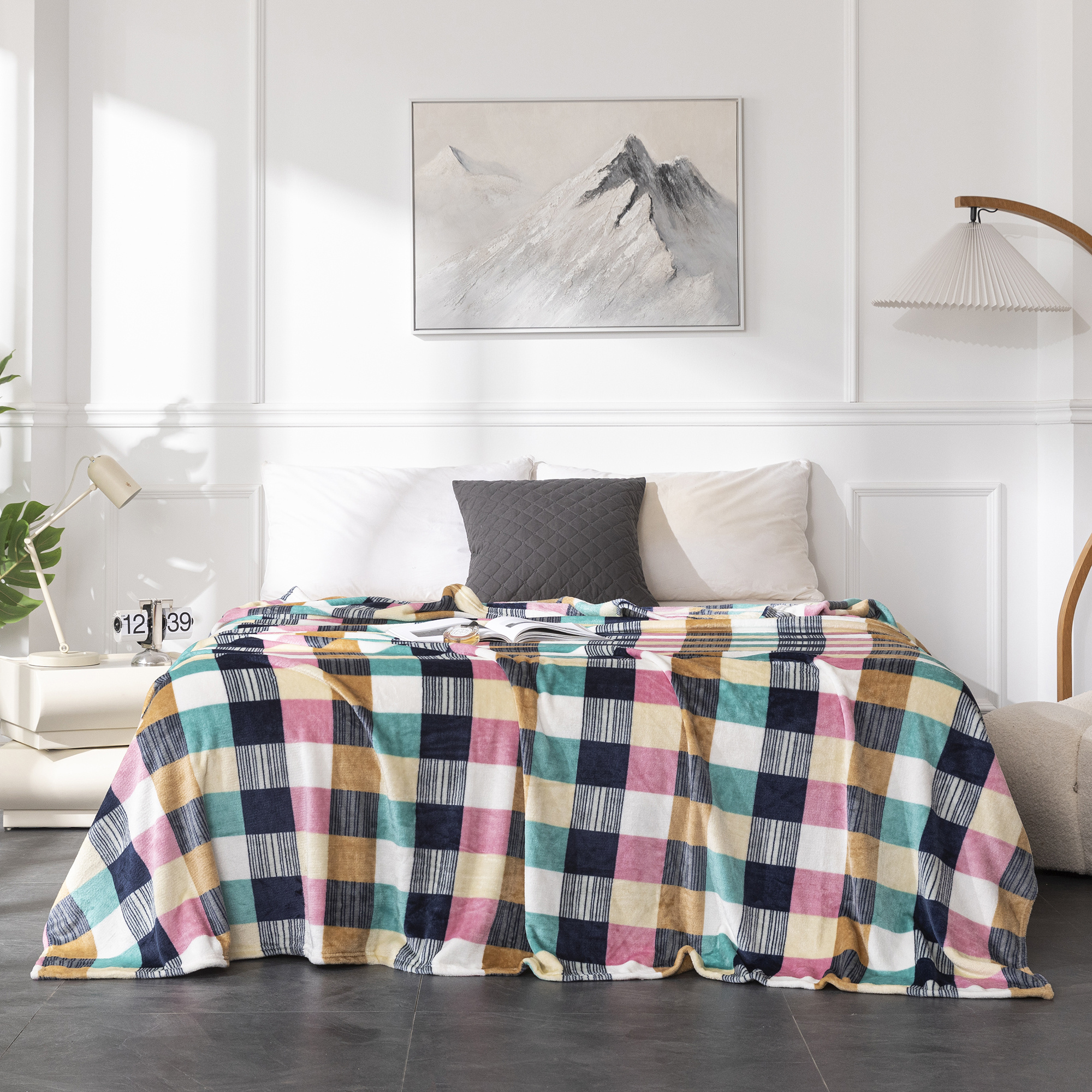 TEMU de Microfibra Estampada de Cuadros, Franela Super para Cama y Sofá, y Cómoda, Decoración Hogar, Camping, Regalos