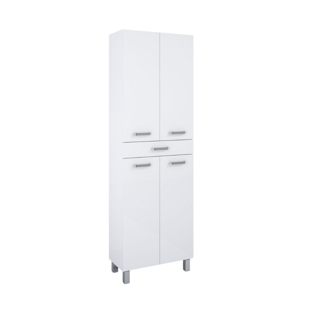 Image of Vbchome Tall Cabinet 59x30x182 Cm White Bathroom Furniture Standing Cabinet With And 1 Drawer Bathroom Shelf