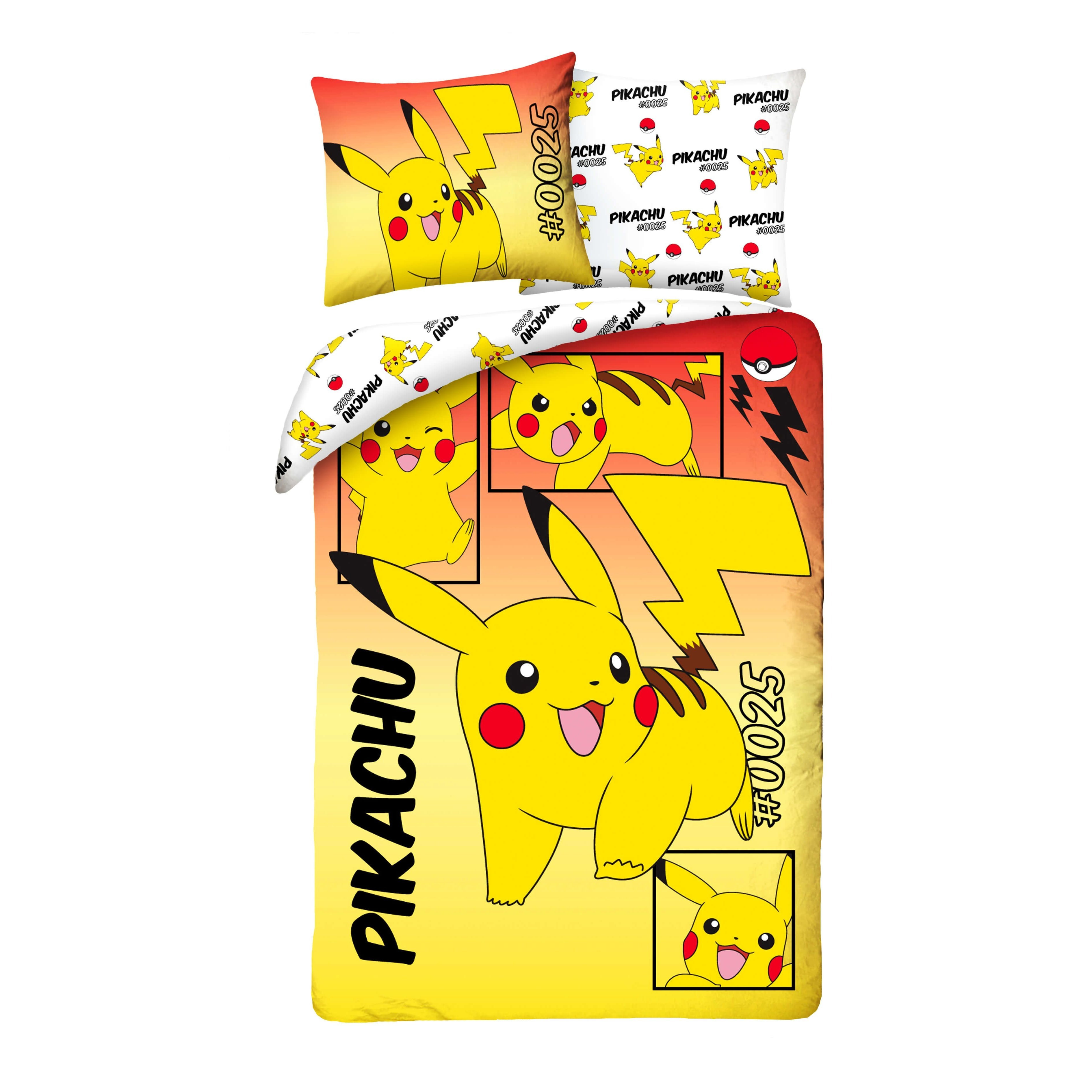 Image of Pikachu #0025 Reversible Duvet Set Bed Sheet 135x200 Pillowcase 80x80 German Size 100%children's Bedding 2pcs For Boys And Girls
