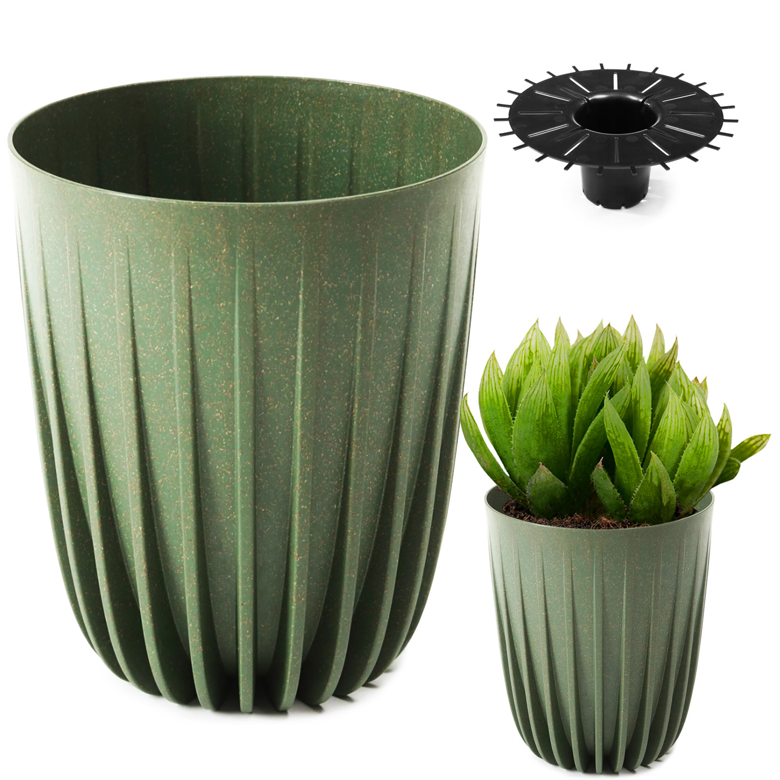 TEMU High Flower Pot In – In White, Yellow, Gray, Green, – Plant Pot With Insert In Sizes (ø 14/19/25/30/39 Cm) – Stylish And Planter For Indoor And