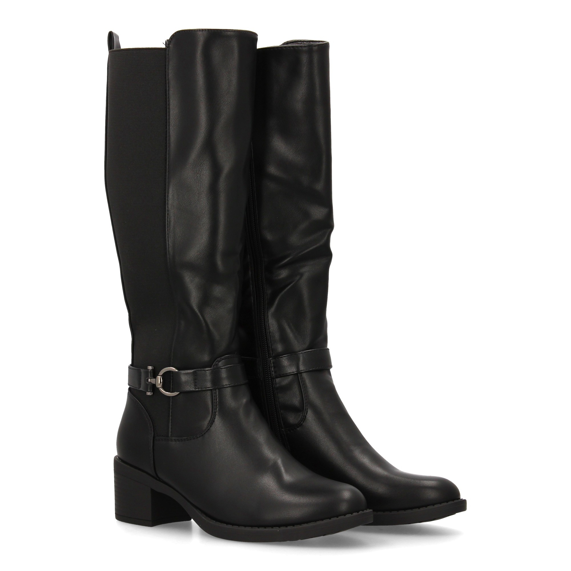 Image of Women's Heeled Boots, Comfortable And Elegant, Detail, Round Toe, And Side Zipper Closure With Elastic Shaft, Perfect For Fall And Winter