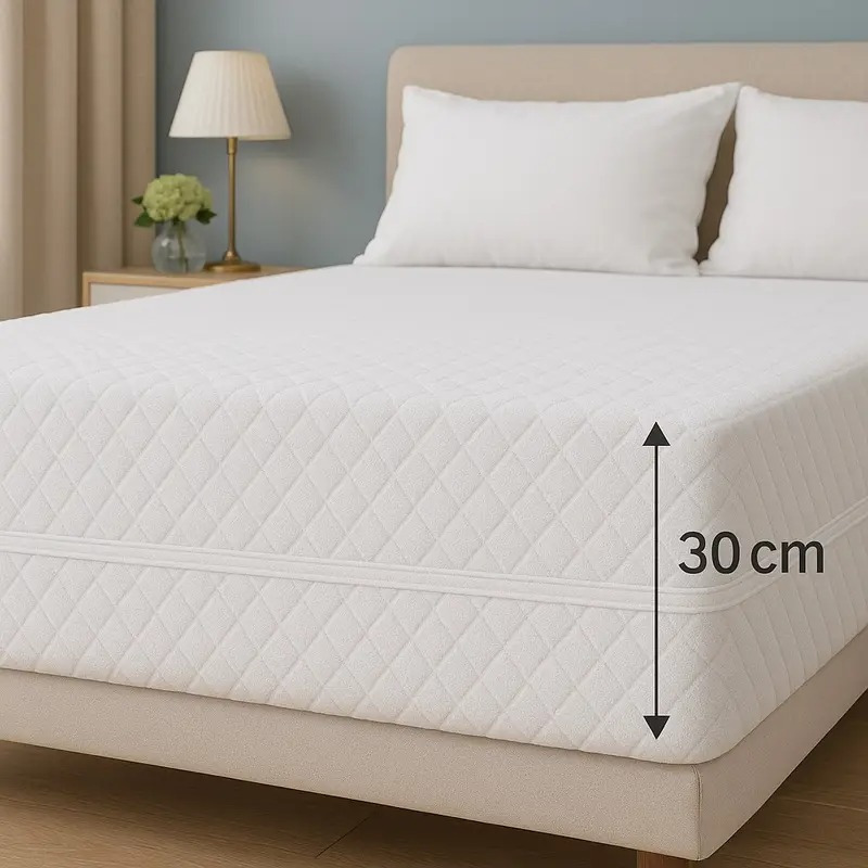 TEMU Jacquard Mattress Zipped Cover Full Mattress Zip Protector 30cm Deep & Hypoallergenic Mattress Cover With Double Side Zipper Closure (white)