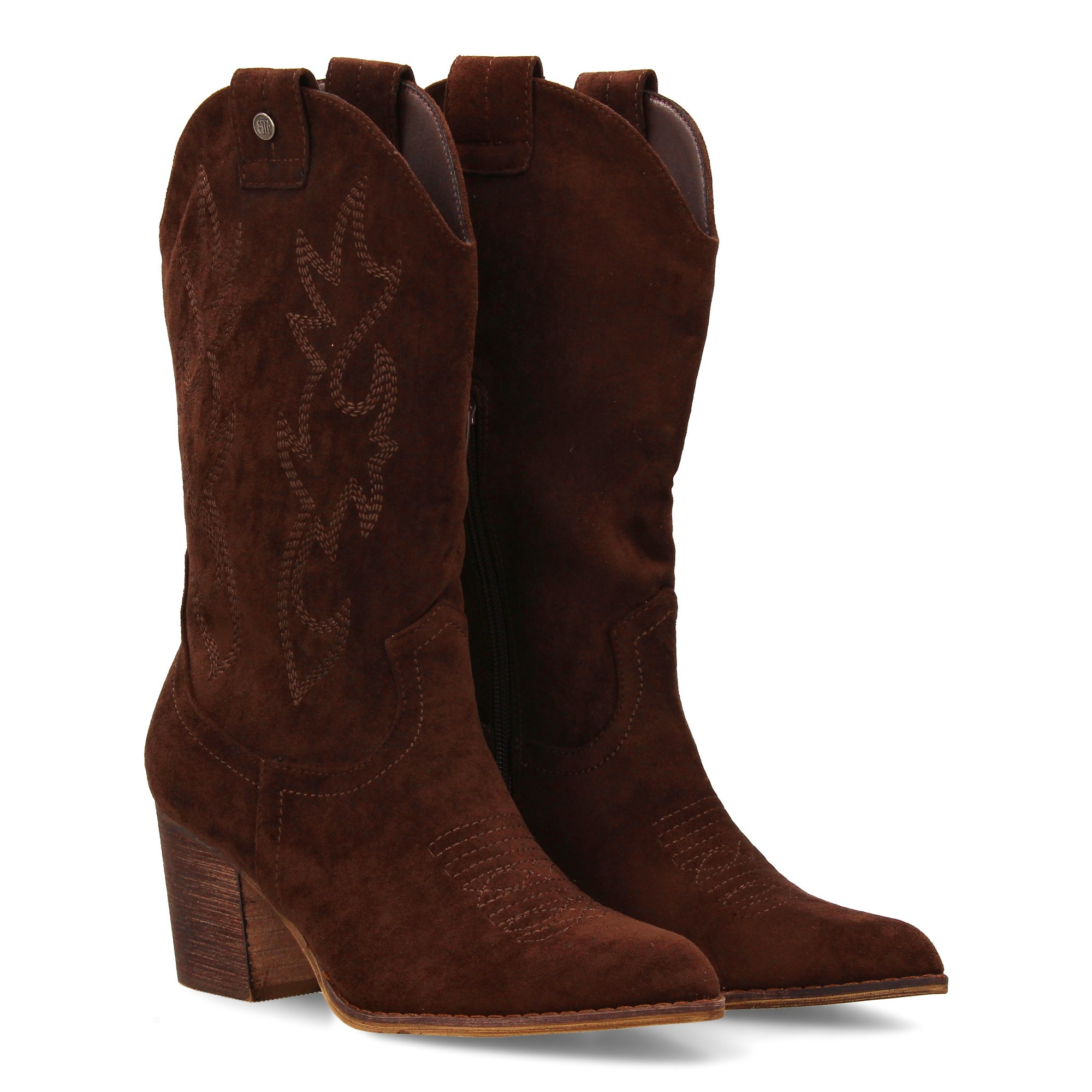 Image of Campero Boot With Heel, Comfortable, With Cane And Quarter Brocade And Zipper Closure.