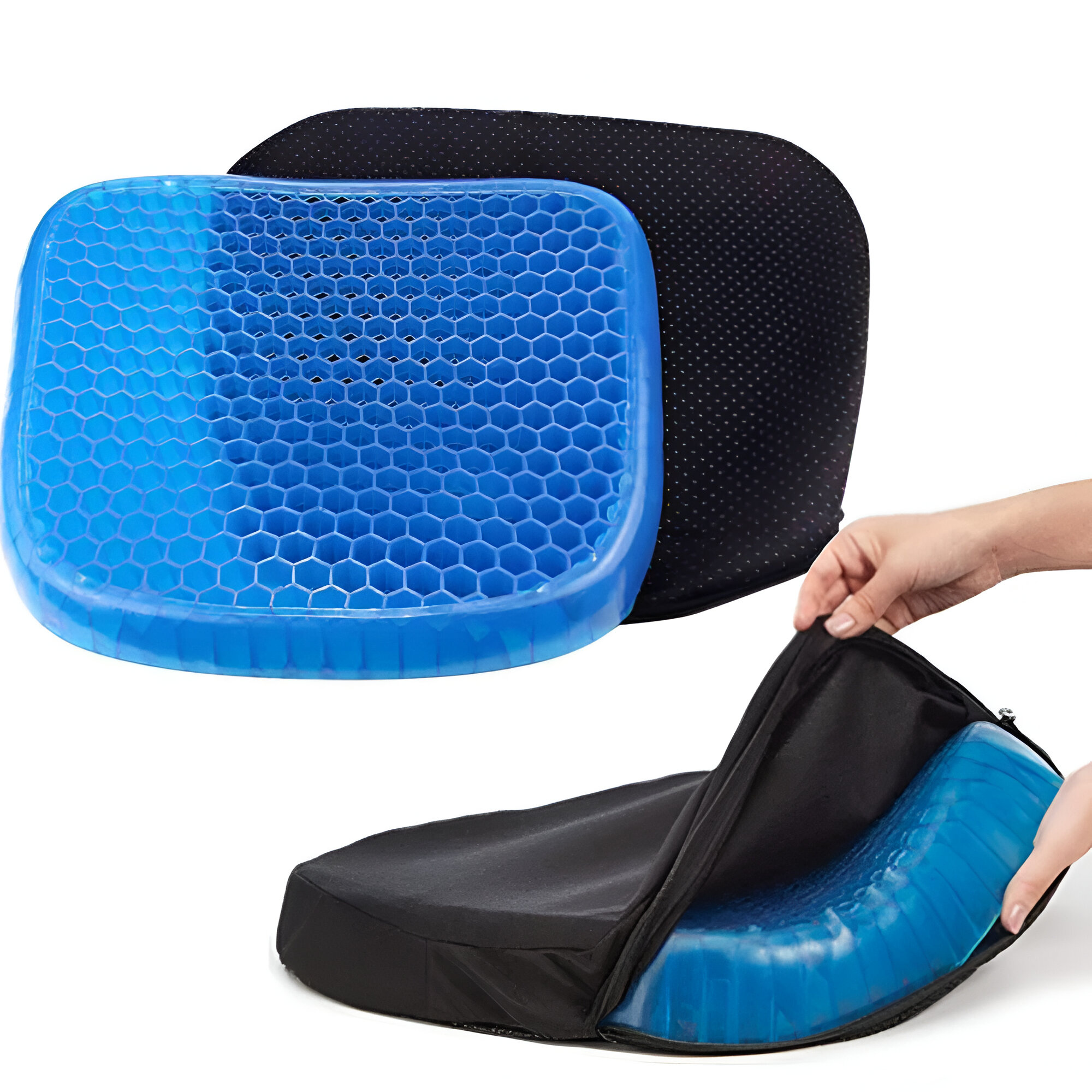 Image of Gel Anti-decubitus Ergonomic Breathable Cushion For Prolonged Sitting, Honeycomb Gel Anti-decubitus Cushion For Car Posture Cushion