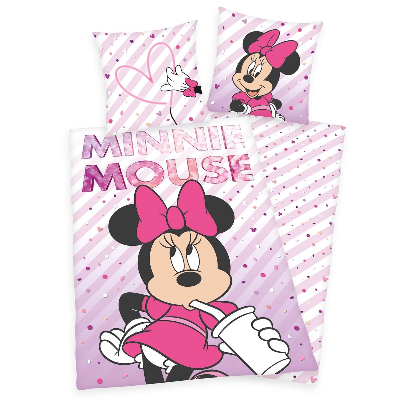 Mouse Reversible Bedding Set, Pillowcase 80x80, Duvet Cover 135x200, German Size, Girls' Bedding, Mouse, Practical Button , 100% Cotton