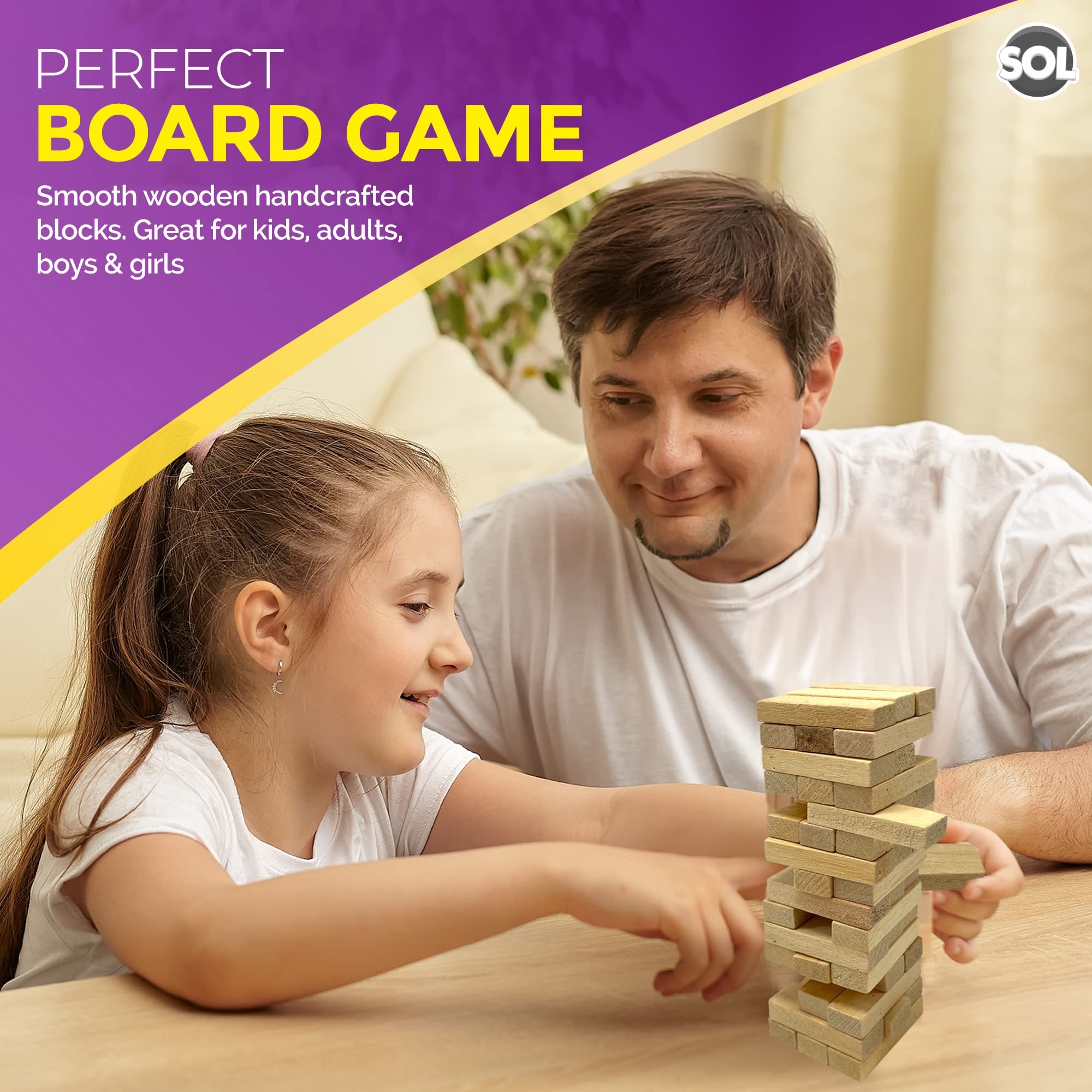 Mini Tumble Tower Game, Wooden Stacking Tumbling Blocks