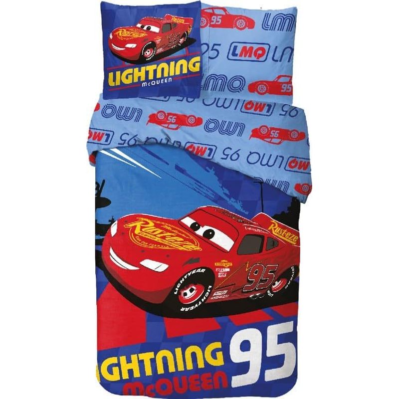 Image of Cars Cotton Duvet Cover Set - 1 Duvet Cover 140x200 Cm + 1 Pillowcase 63x63 Cm ( Cars Bedding Set, M) ( Cars Duvet Cover Set, 140 X 200 Cm | 63 Cm)