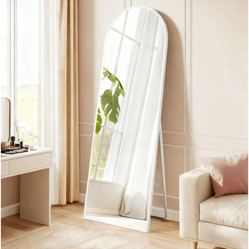 E-shop Ganzkörperspiegel 159x49.5cm , gewölbter Standspiegel,Yoga-Spiegel,Schlankdesign für kleine Räume , Sicherheits-Hartglas (gehärtet)
