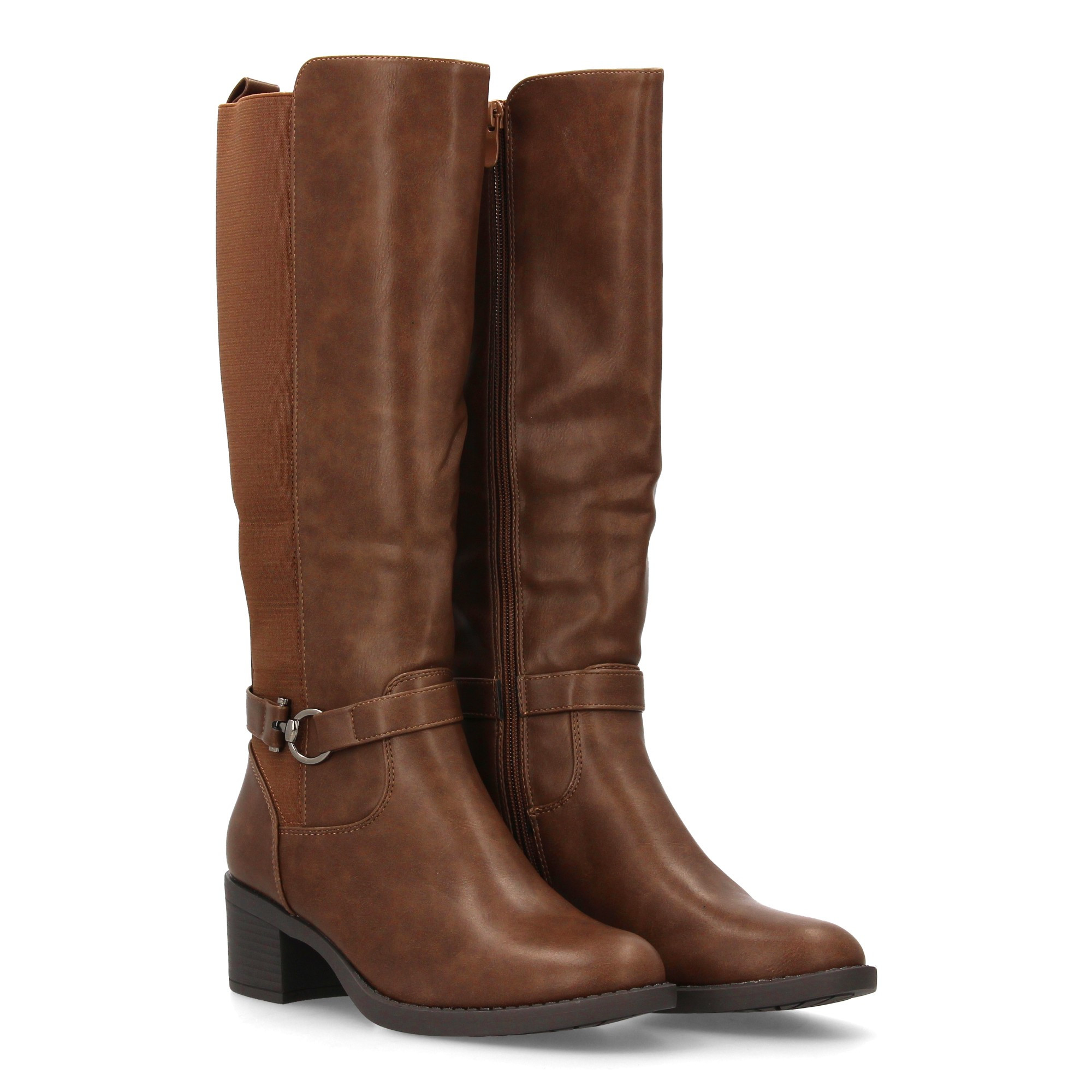 Women's Heeled Boots, Comfortable And Elegant, Detail, Round Toe, And Side Zipper Closure With Elastic Shaft, Perfect For Fall And Winter