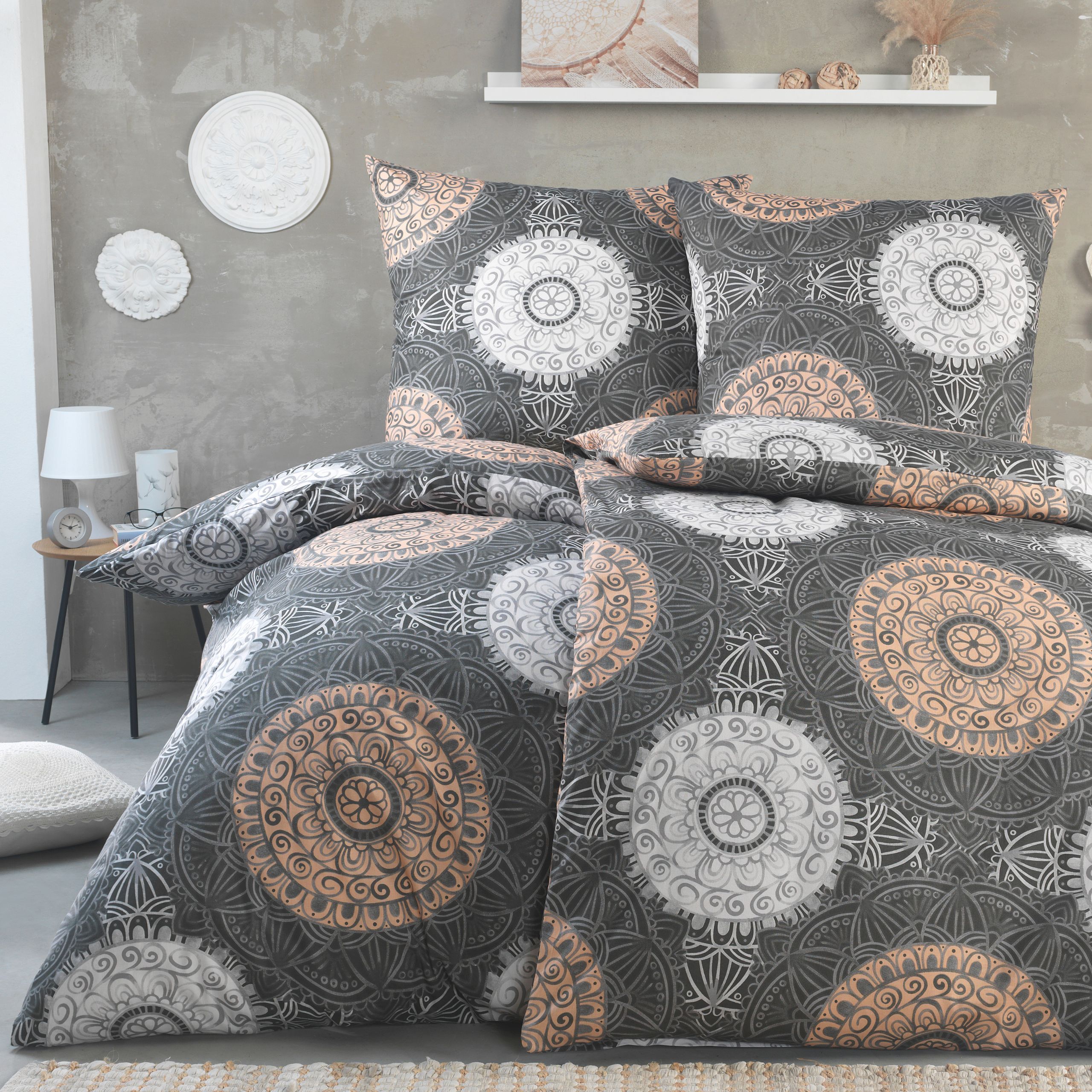 E-shop Baumwolle Bettwäsche Set 135x200 cm 4 teilig - 2x Deckenbezug 135x200 + 2x Kissenbezug 80x80 - 100% Baumwolle Renforcé - Reißverschluss