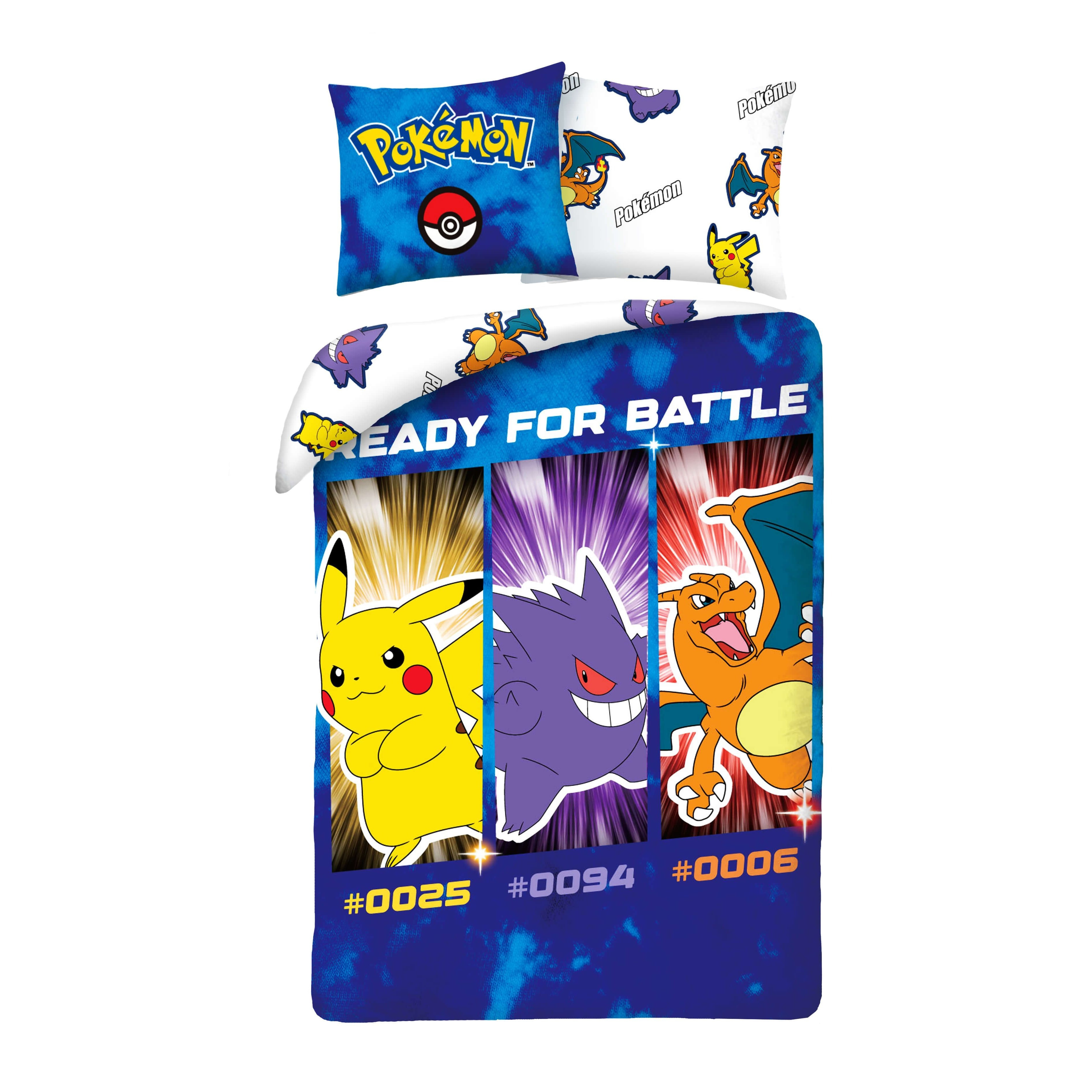 Image of 2pcs Reversible Bed Sheet Set For Fans, Bed Cover 135x200, Pillowcase 80x80, German Size, 100%, Children's Bedding, Bed Set, Pikachu, , Glurak