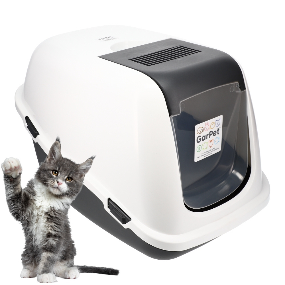 E-shop Katzenklo mit Deckel Aktivkohlefilter - Haube kippbar - extrahohe Unterschale große XL Katzentoilette 60 Katzen WC Hauben Toilette