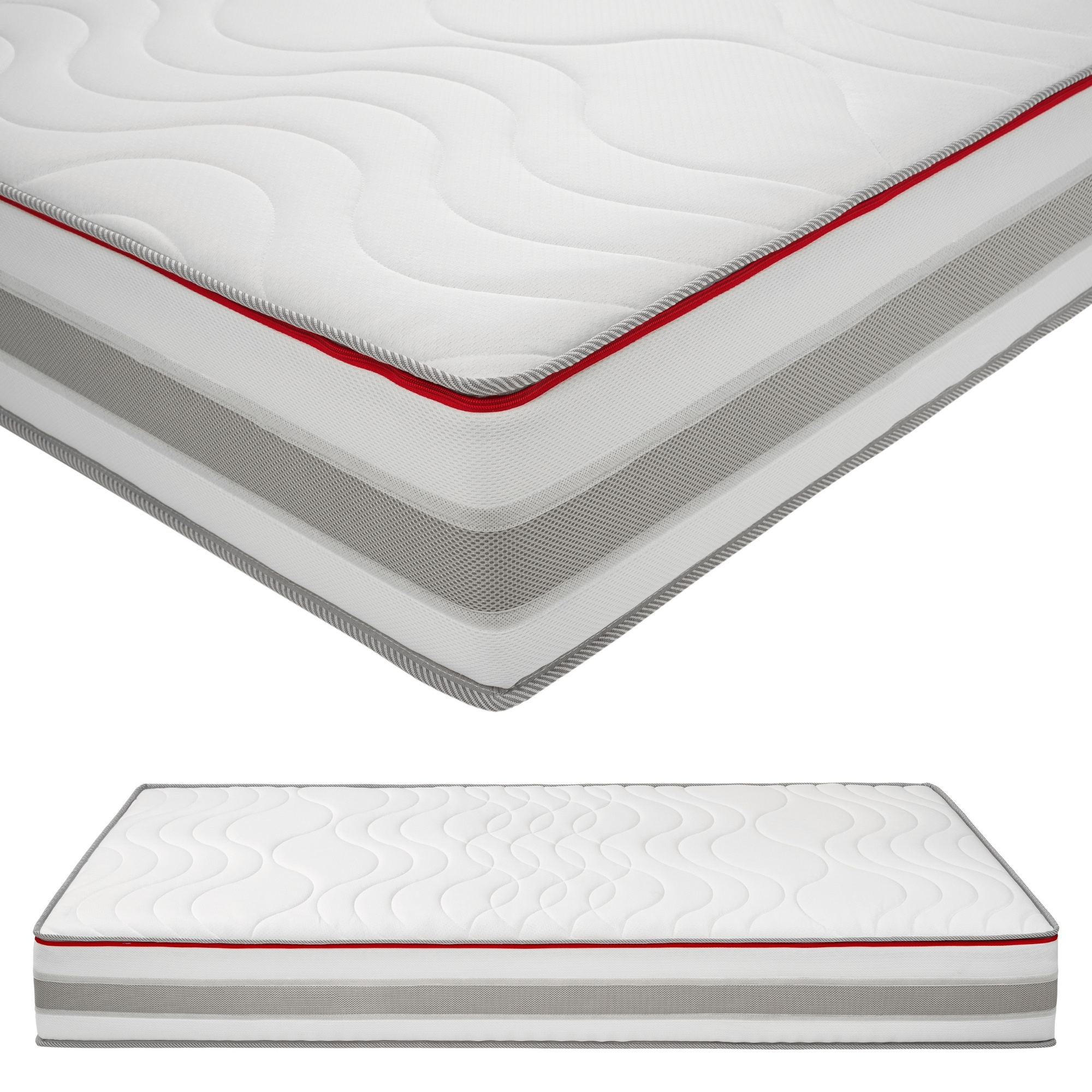 E-shop 7- Matratze mit 3D Memory Foam, Höhe 25 cm, geeignet für Allergiker, 2 Schichten: Kalt-Schaum + Visco