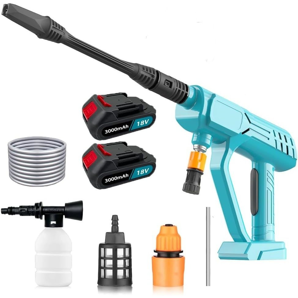 TEMU Car Washer Gun Power Tool Cordless Power Washer, 18v Cordless Pressure Washer With 2 Battery, Powerwashers For Home; Portable Power Washer For