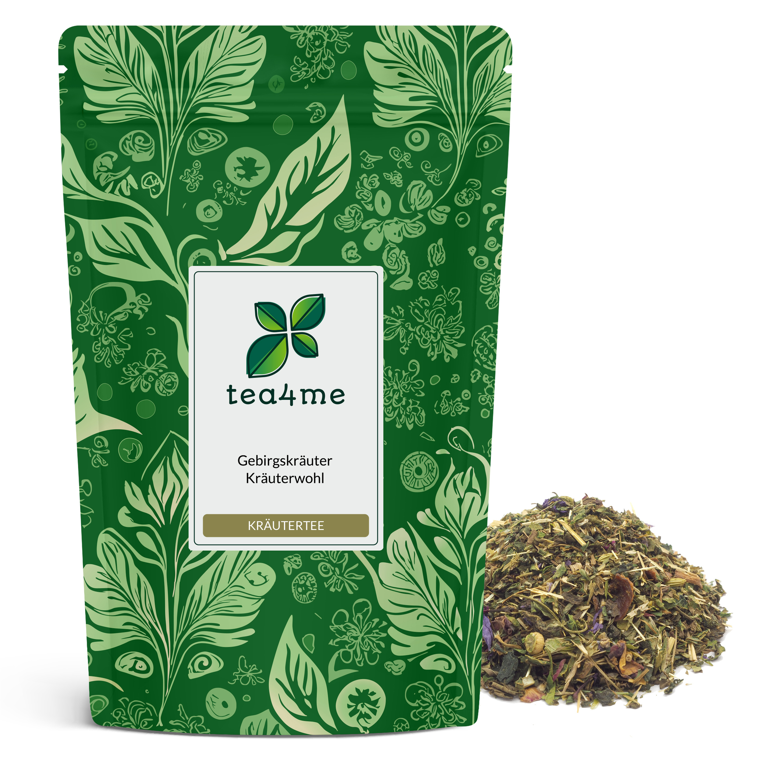 Tea4me Mountain Herbs Herbal Wellness Herbal Tea With Mint Flavor | 75g | Mint Meets Mountain Meadow – A Unique Flavor Experience
