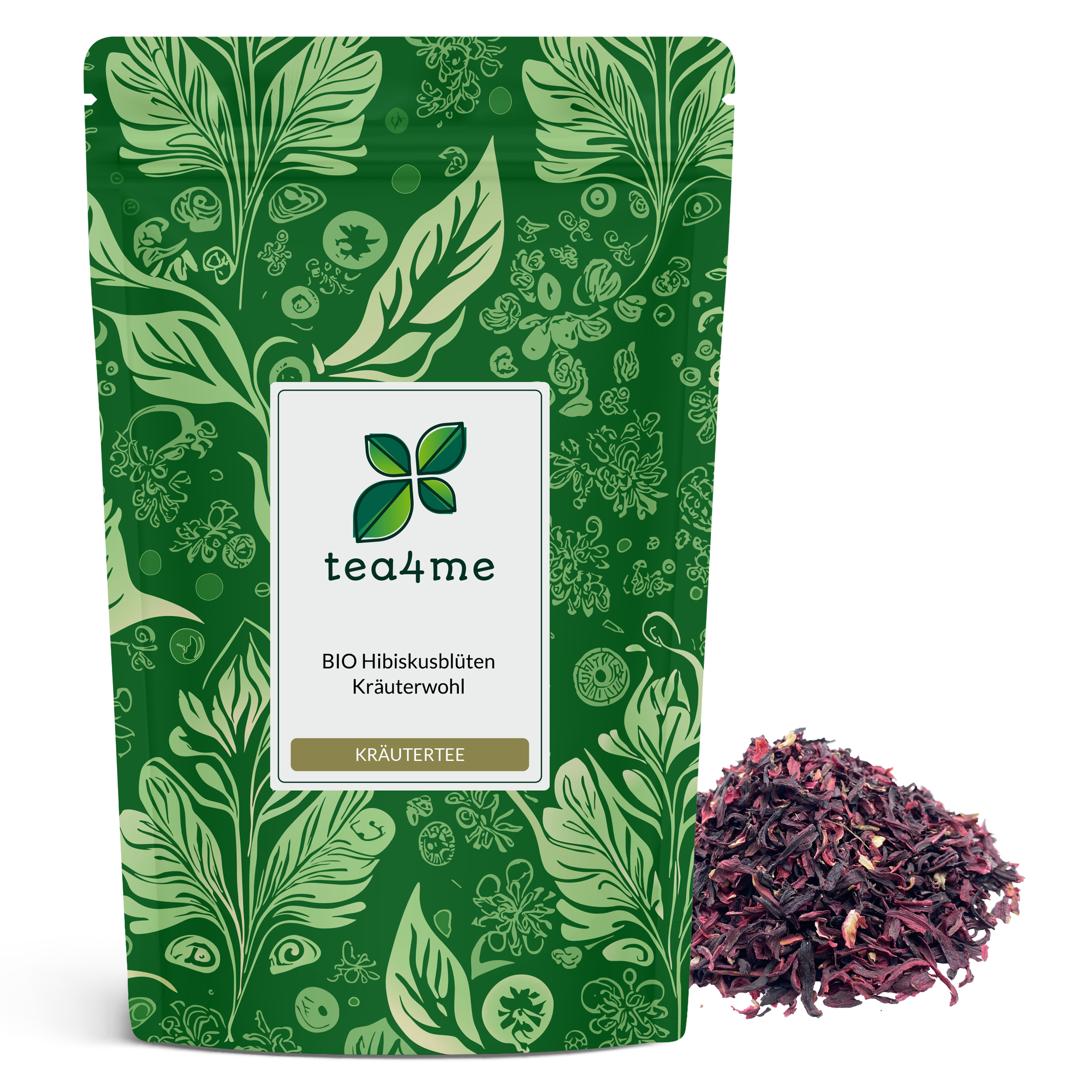 E-shop tea4me BIO Hibiskusblüten Kräuterwohl Blüten geschnitten für Hibiskustee | 100g Tee | Säuerlicher, fruchtiger Geschmack