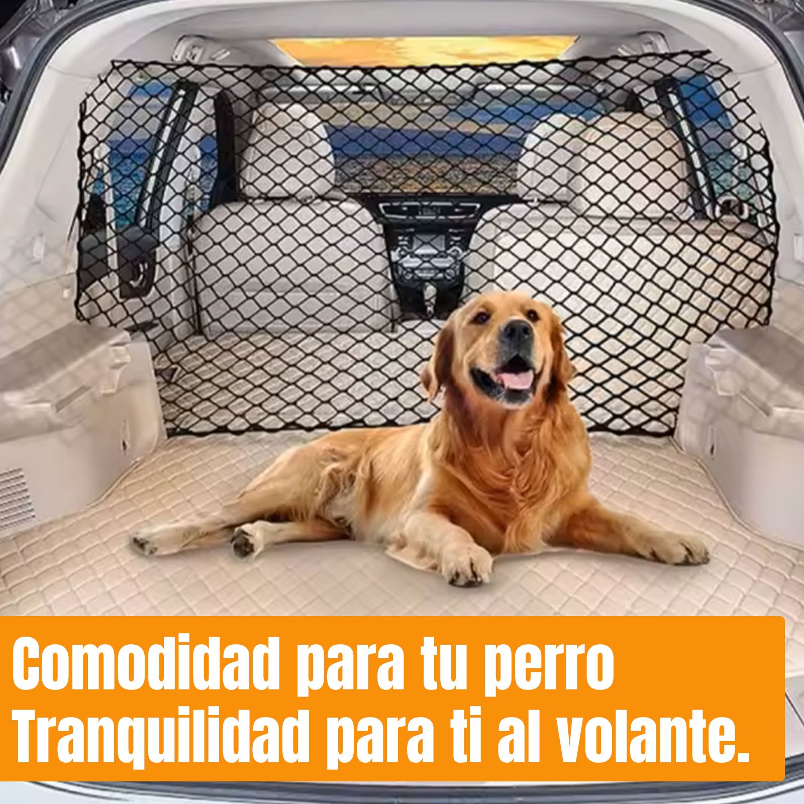 TEMU Red de Seguridad para Perros SUV, Separador de Mascotas Maletero 120x60cm, con Ganchos, que Mascotas Pasen al Asiento Delantero