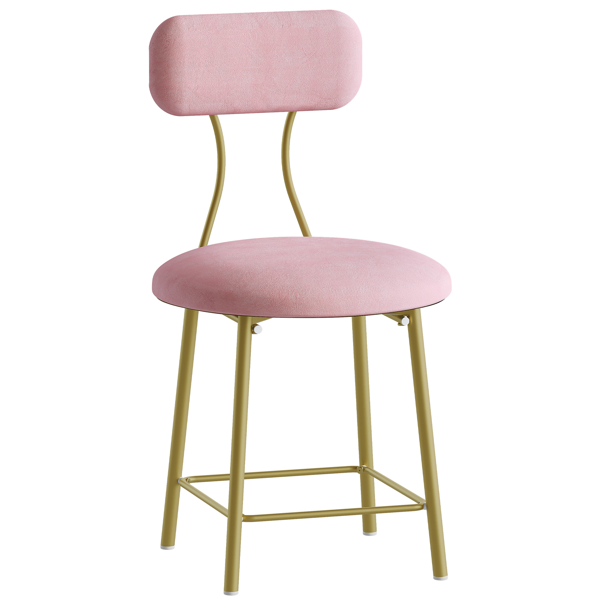 TEMU Taburete Tocador, Banquillo para Tocador, Reposapiés para , Banquillo con Patas de Metal, Banquillos de Maquillaje Acolchado, Rosa