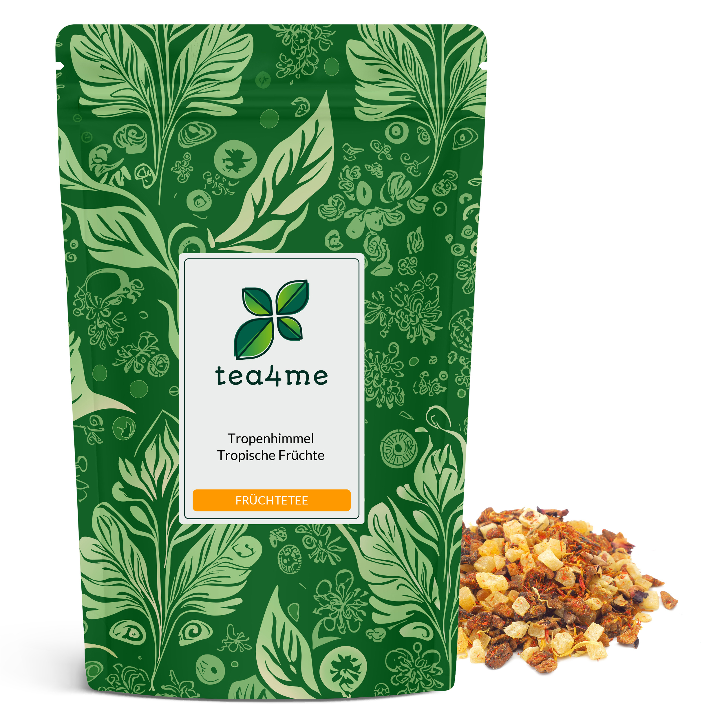 Image of Tea4me Tropical Sky Fruit Tea With Mango-tangerine Flavor | 125g Tea | Mild And Tropical - Tastes Great Hot Or Cold