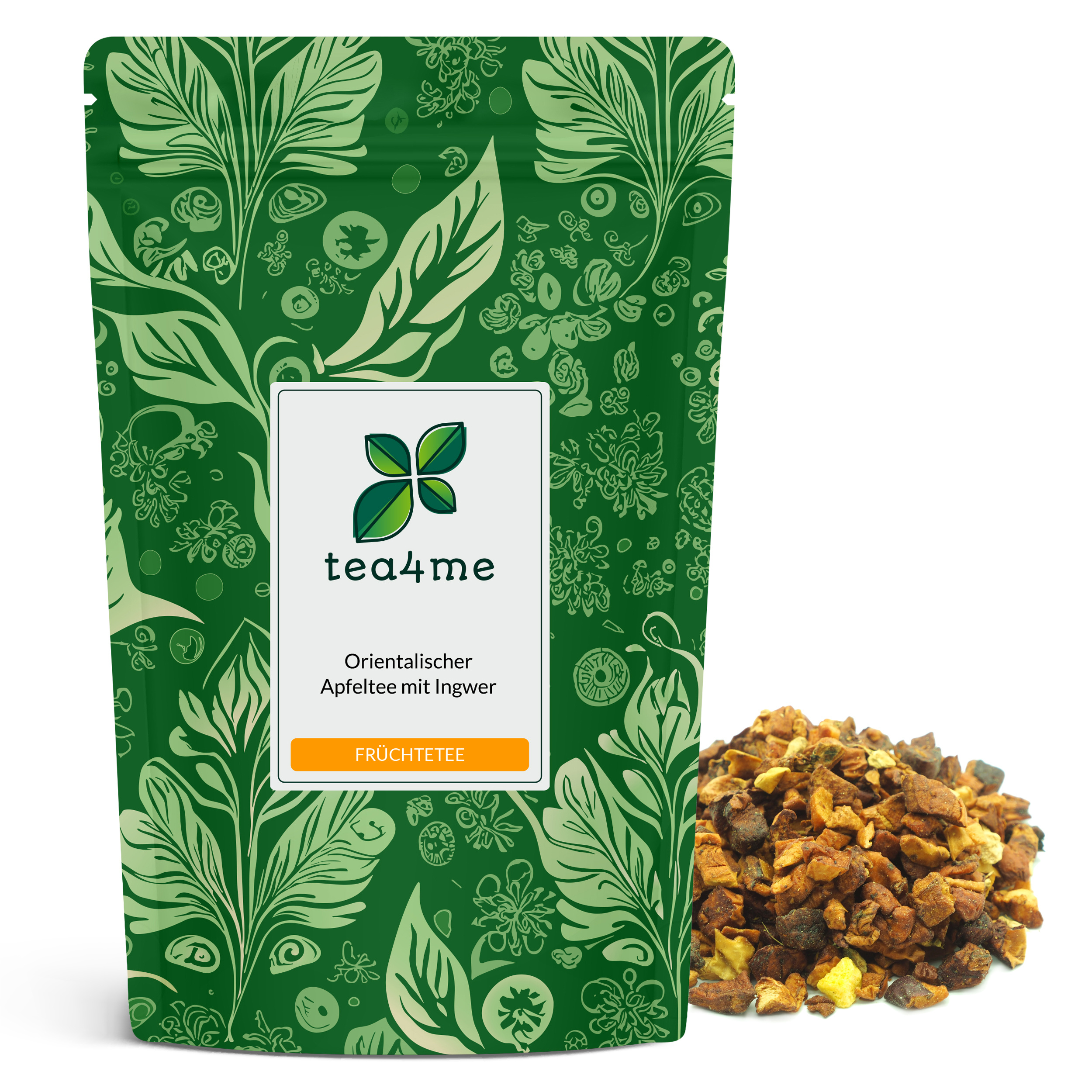 Tea4me Oriental Tea With Ginger Fruit Tea With Ginger-orange Flavor | 125g Tea | 2 Classics Newly Combined: Meets Ginger