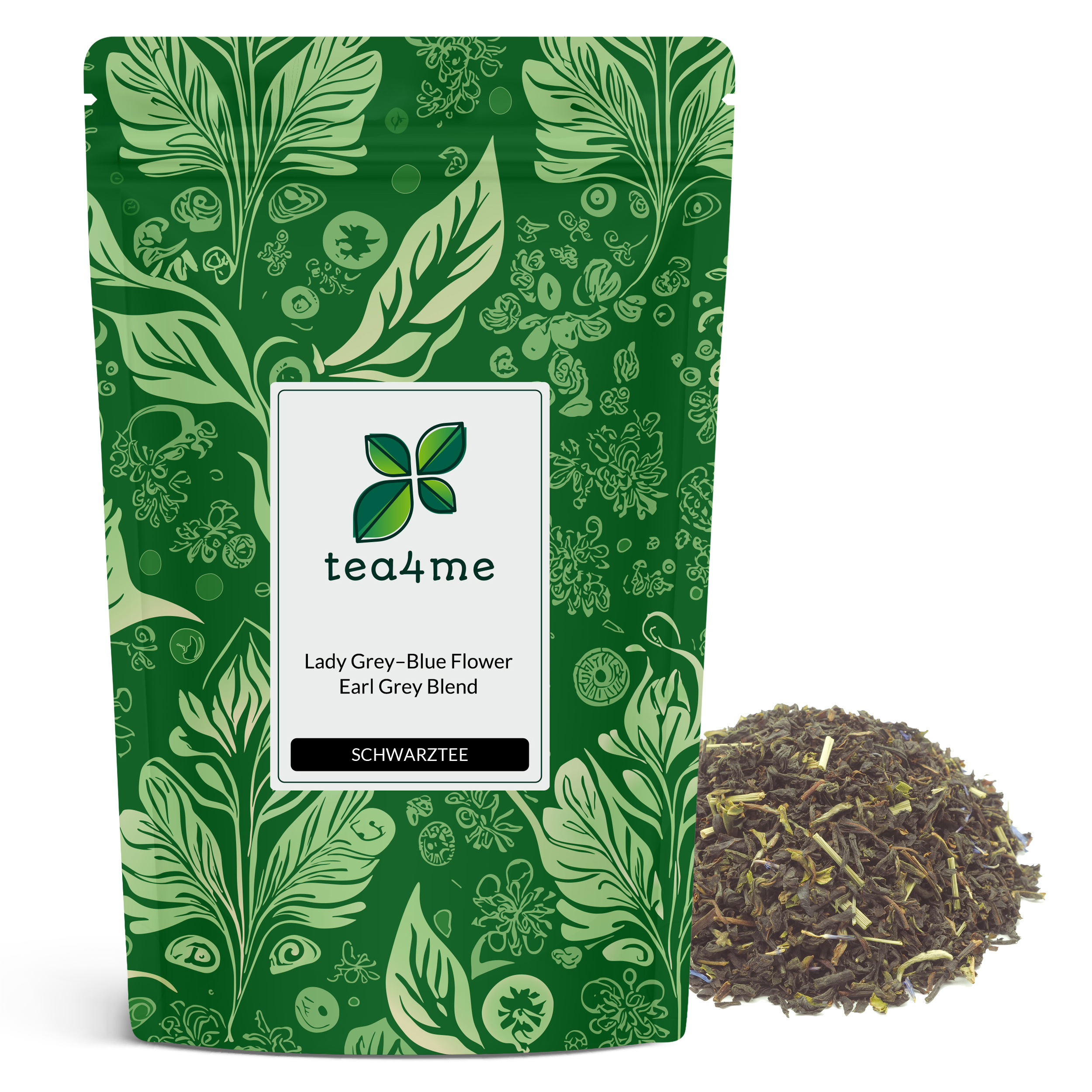 Image of Tea4me Lady Grey-blue Flower Black Tea With Bergamot Flavor | 100g Tea | Aromatic, Delicately Bergamot-scented, Golden Cup