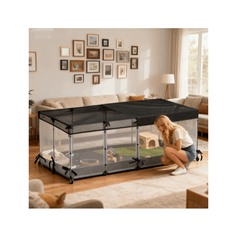 E-shop Tierkäfige, tierkäfige, 144 x 74 x 57 cm, durchlässige, durchatmliche panzerung für kleinere körpertiere, kaninchen, meerschweinchen