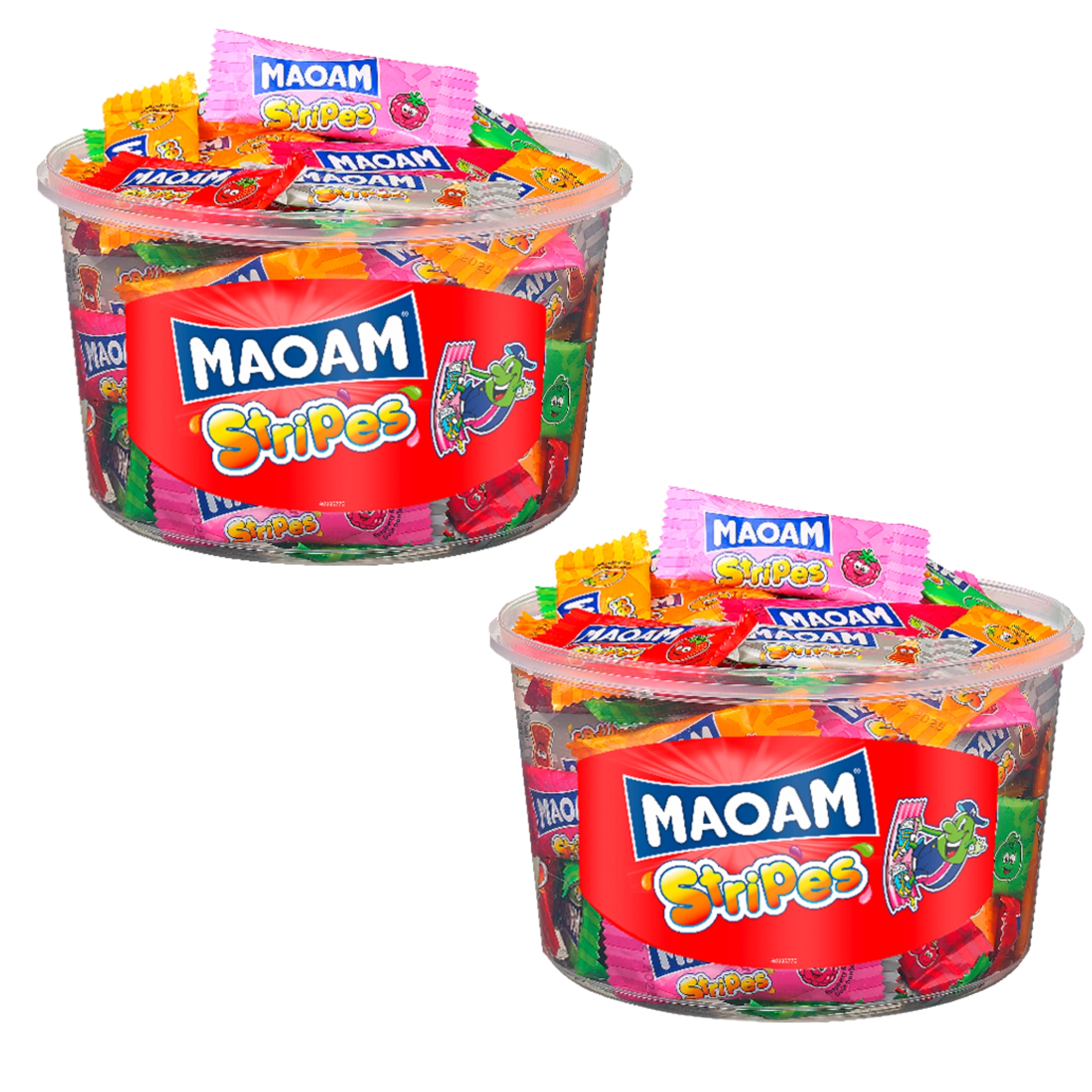 E-shop MAOAM Stripes Mix 2er Dosen Set – Je 100 Kaubonbons in praktischer 700g Dose | Gesamtinhalt 1,4kg | Für Kinder die Party oder das Büro