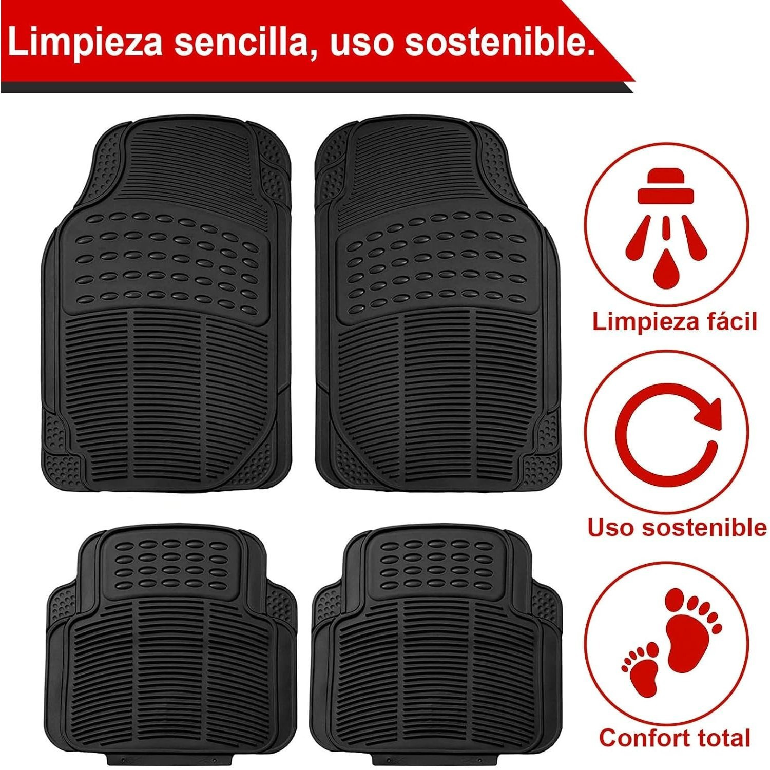TEMU Alfombrillas antideslizantes para coche, juego de 4 (alfombrillas delanteras), universales, fabricadas en material de goma duradero, con diseño