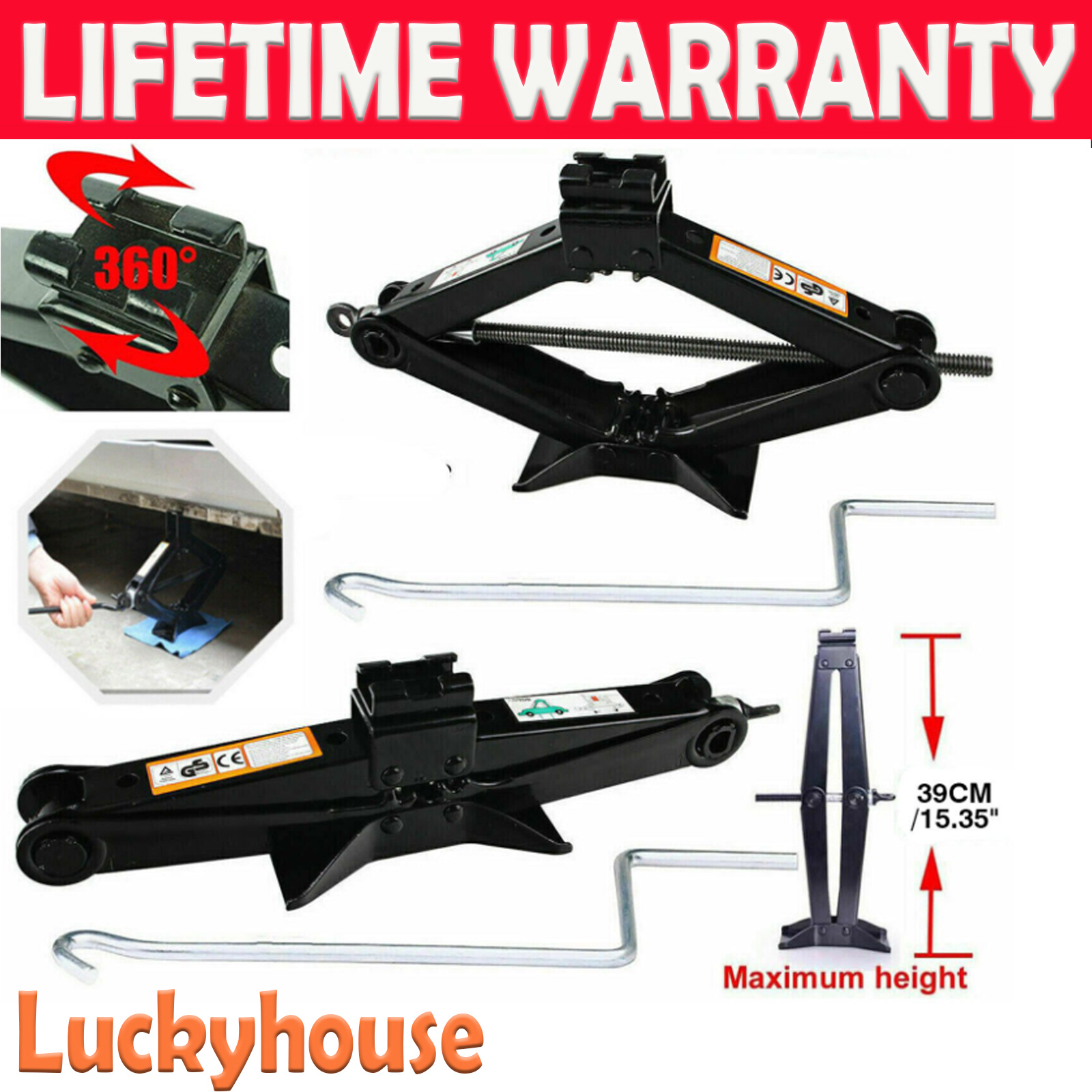 E-shop Hochwertiger 2-Tonnen-Wagenheber mit Handkurbel, Rollwagenheber, 2T Scherenheber für Autos, SUVs, MPV, kleine LKW, Reifenhubhöhe 105-385 mm,