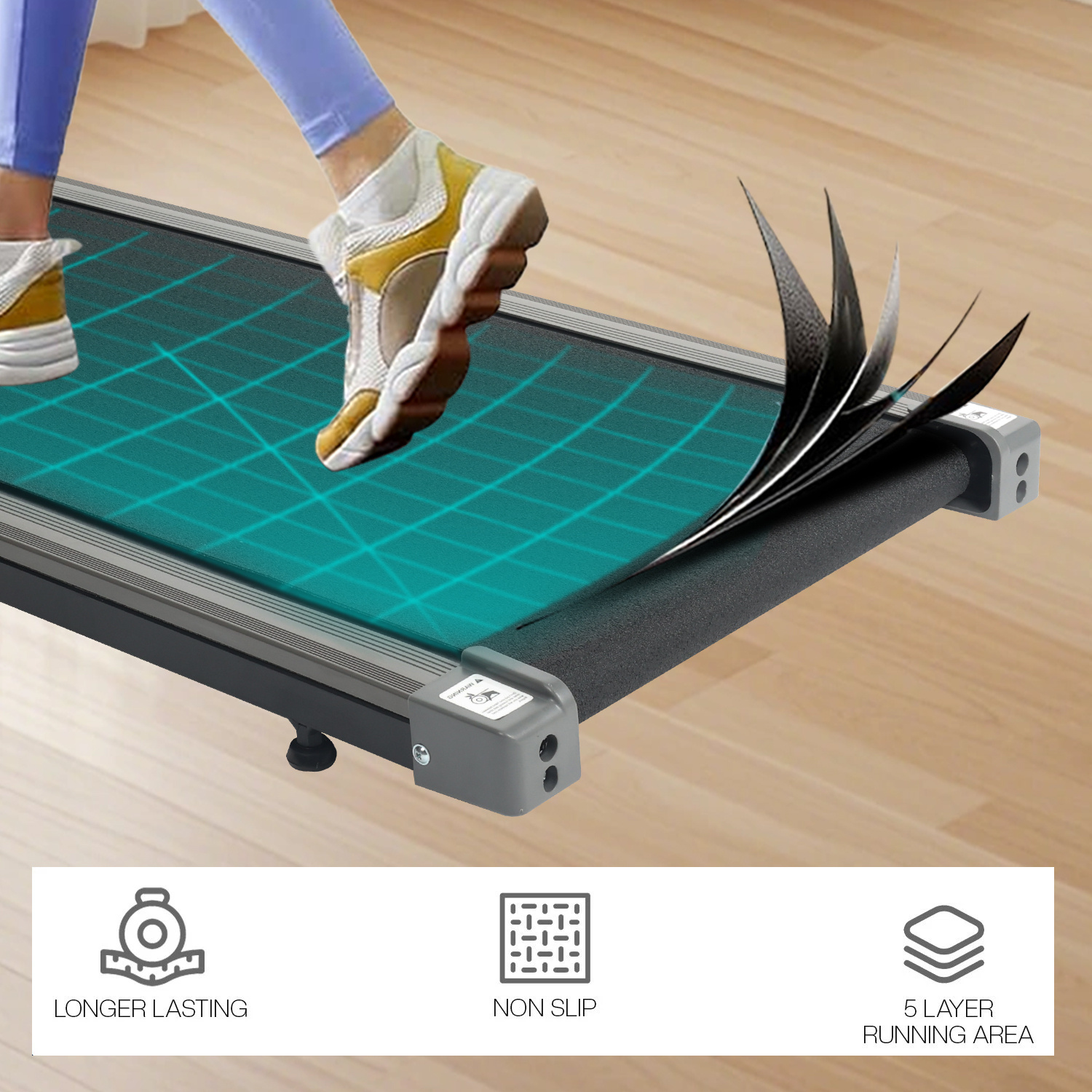 Treadmill with Incline App Remote Control Bluetooth Speaker Walking Running Pad Under Desk Machine