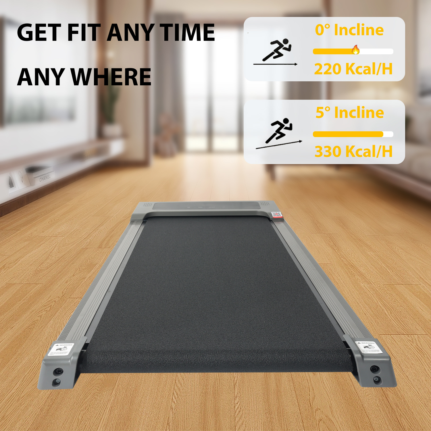 Treadmill with Incline App Remote Control Bluetooth Speaker Walking Running Pad Under Desk Machine