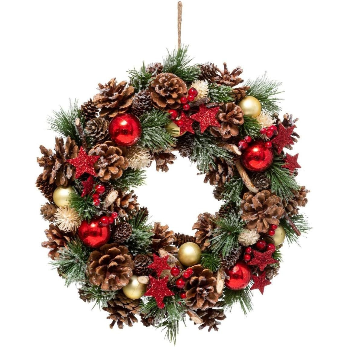 Christmas Holly Star Wreath, 35cm