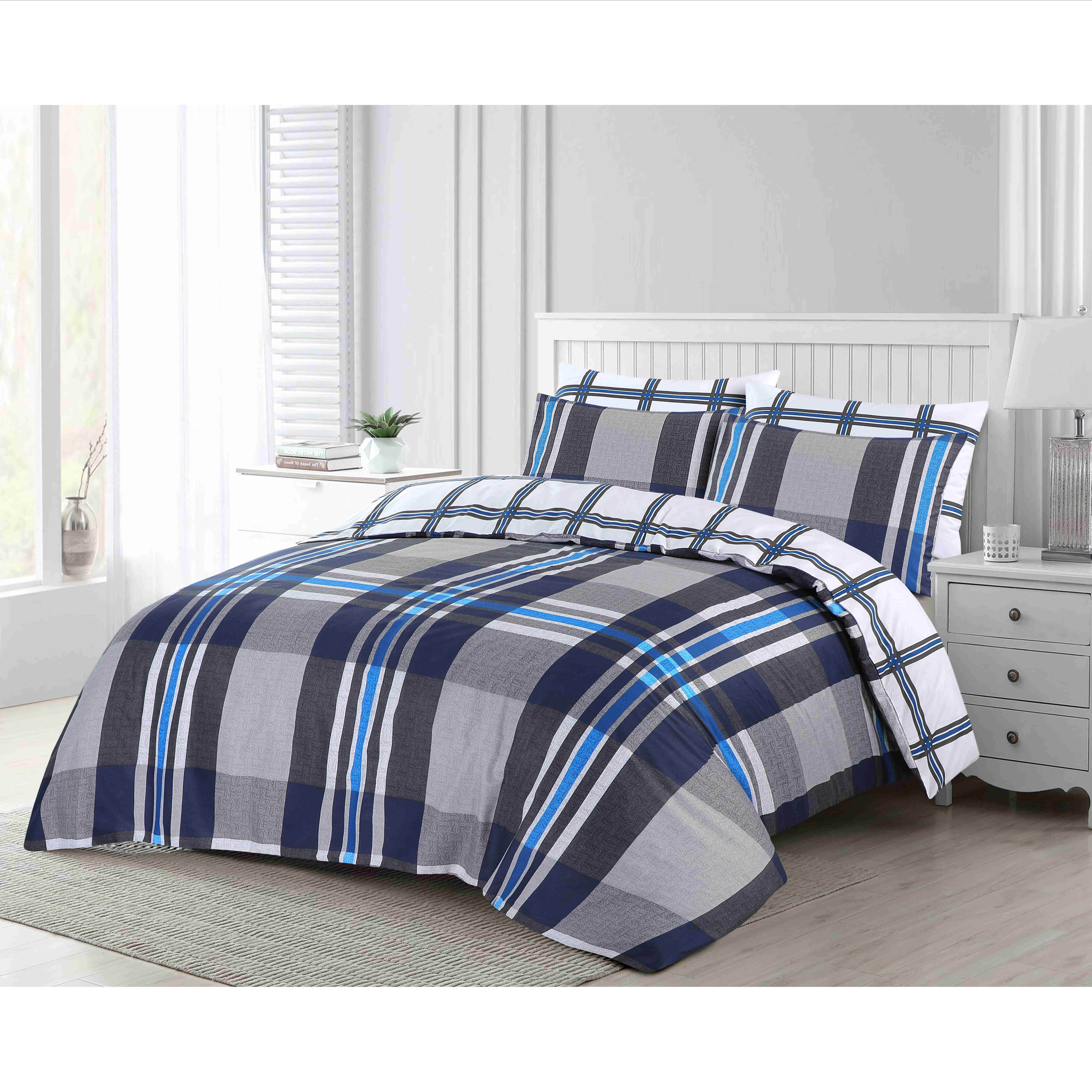 TEMU 3pcs Print Duvet Cover Set High Soft Reversible Check Pattern Bedding Set Soft Breathable Quilt Cover Double King Super King Bed Size