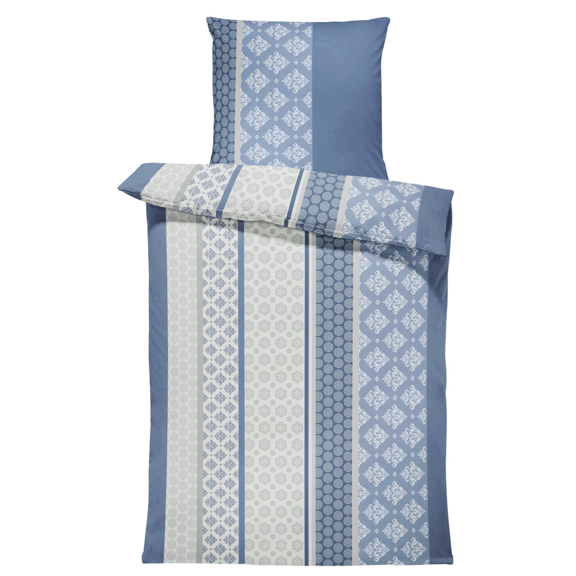 Image of Biber Bedding Set 135x200 Cm Or 155x220 Cm Checkered Striped Gray Brown Modern Winter Flannel Including Pillowcase 80x80 Cm With Zipper
