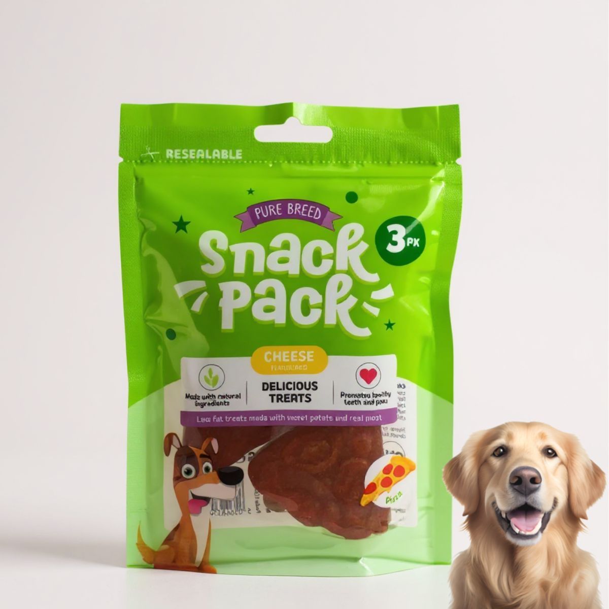 TEMU Dog Treats 3-pack | Cheese Flavor Pizza-shaped Snacks | -fat Training Treats For Dogs