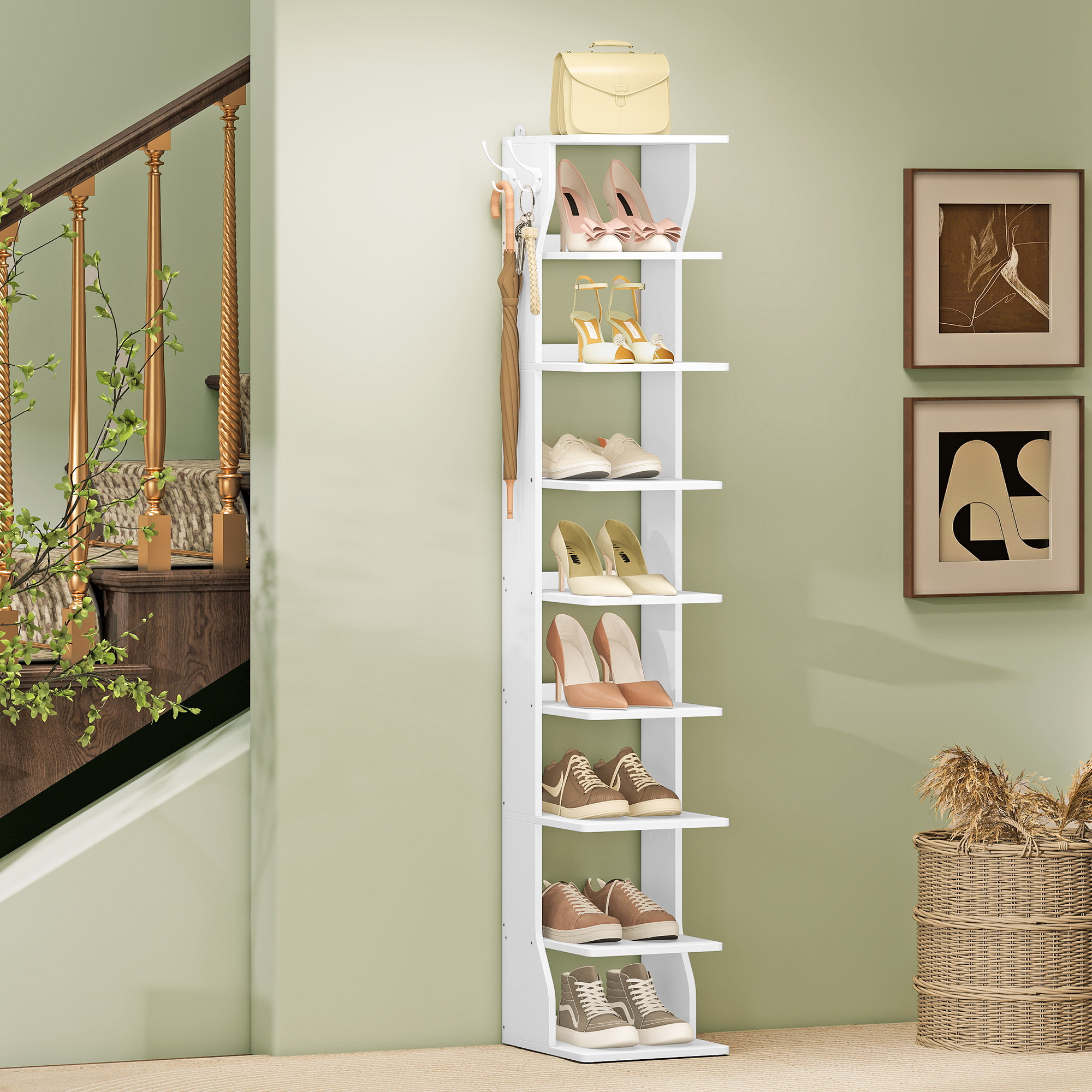 E-shop Schuhregal, Schuhschrank, 9 Ebene Schuhregal, platzsparend, Schuhkipper, für Eingangsbereich, Ecke
