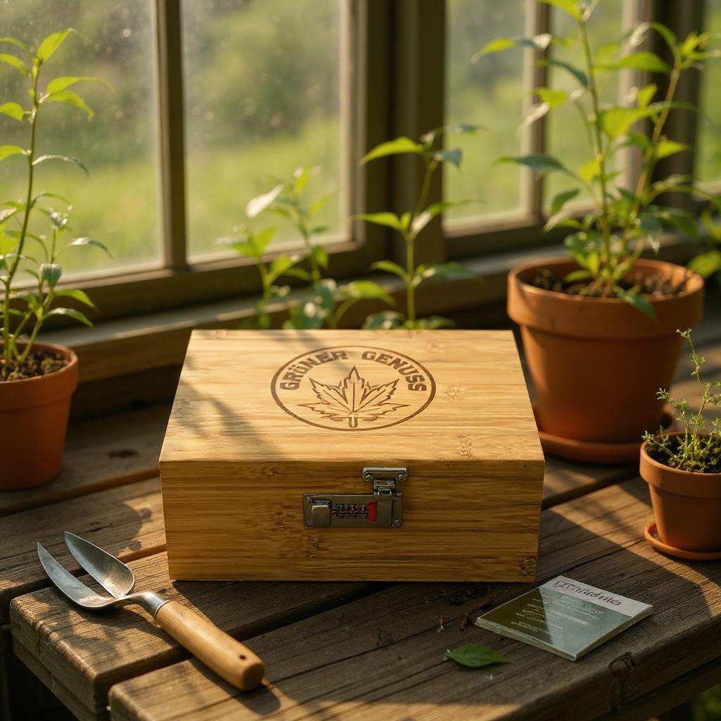 Bamboo Storage Box With Lock – Stash Box With Airtight Containers, Grinder & Accessories