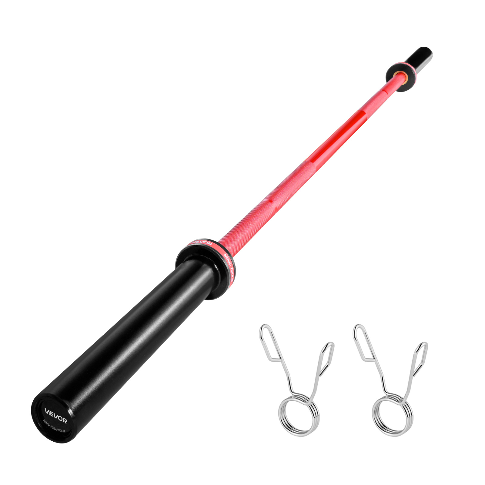 Image of Vevor 6ft Barbell Bar, Fits 2-inch Weight Plates, Barbell Bar With Knurled Grip For Strength Training, Weightlifting, Squat, Deadlift, Bench Press, , Overhead Press, 700lbs/317kg Capacity