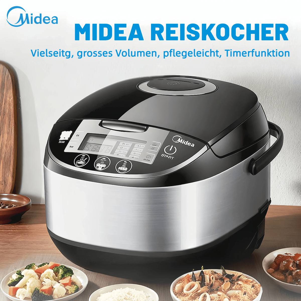 TEMU Midea Rice Cooker, Multifunctional 11-in-1 Rice Cooker With 5 L Capacity, Suitable For People. With Slow Cooker And Steam Cooker In 1 Device,