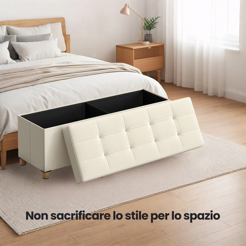 TEMU Poggiapiedi contenitore, poggiapiedi pieghevole, poggiapiedi con gambe in legno, 38 x 110 x 40 cm, fino kg, per soggiorni, camere da letto,