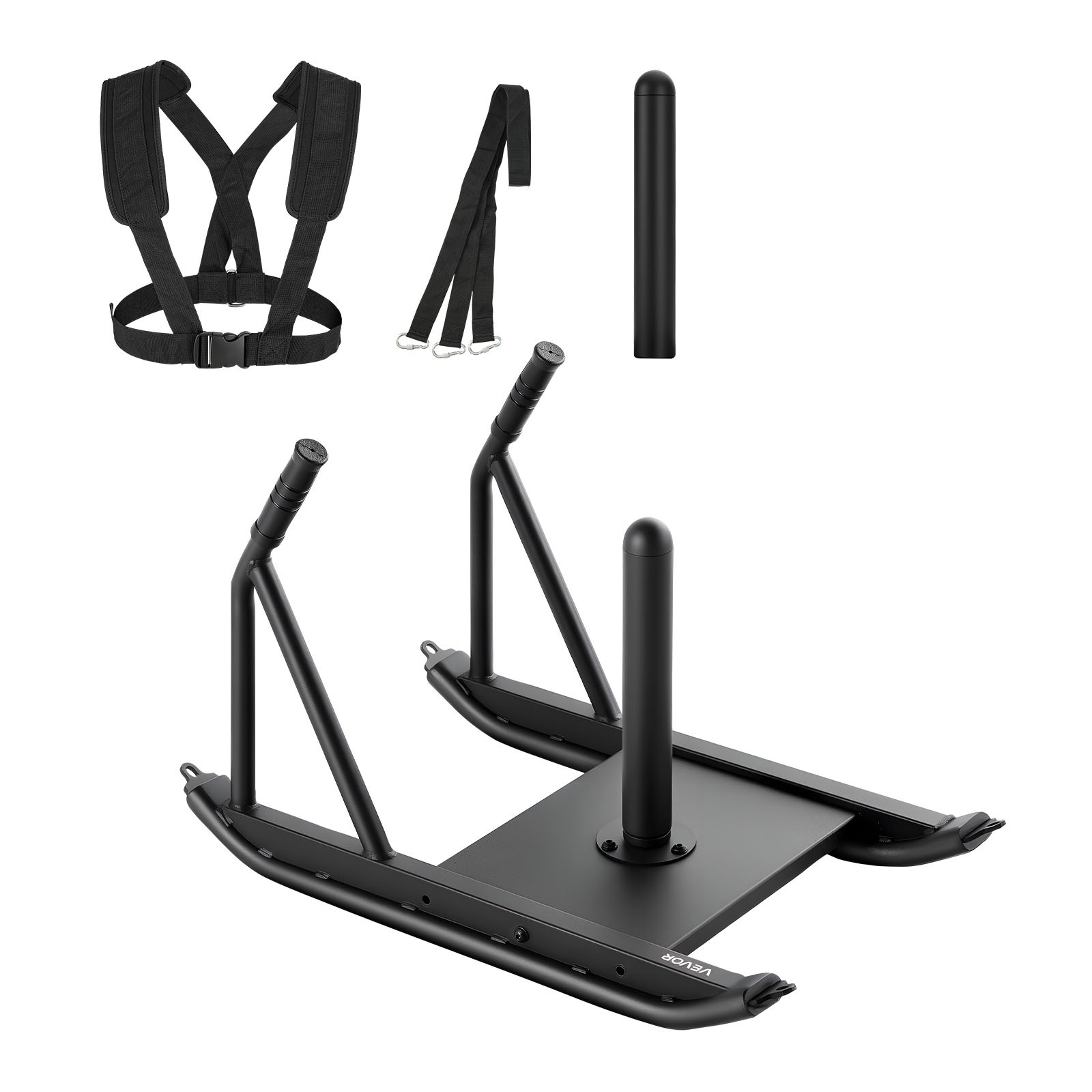 Vevor Weight Sled, Sled, Fitness Strength Training For Athletic Exercise Speed Improvement, Workout Fitness Equipment With Handle, Compatible With 25/51 Mm Weight Plates, Black