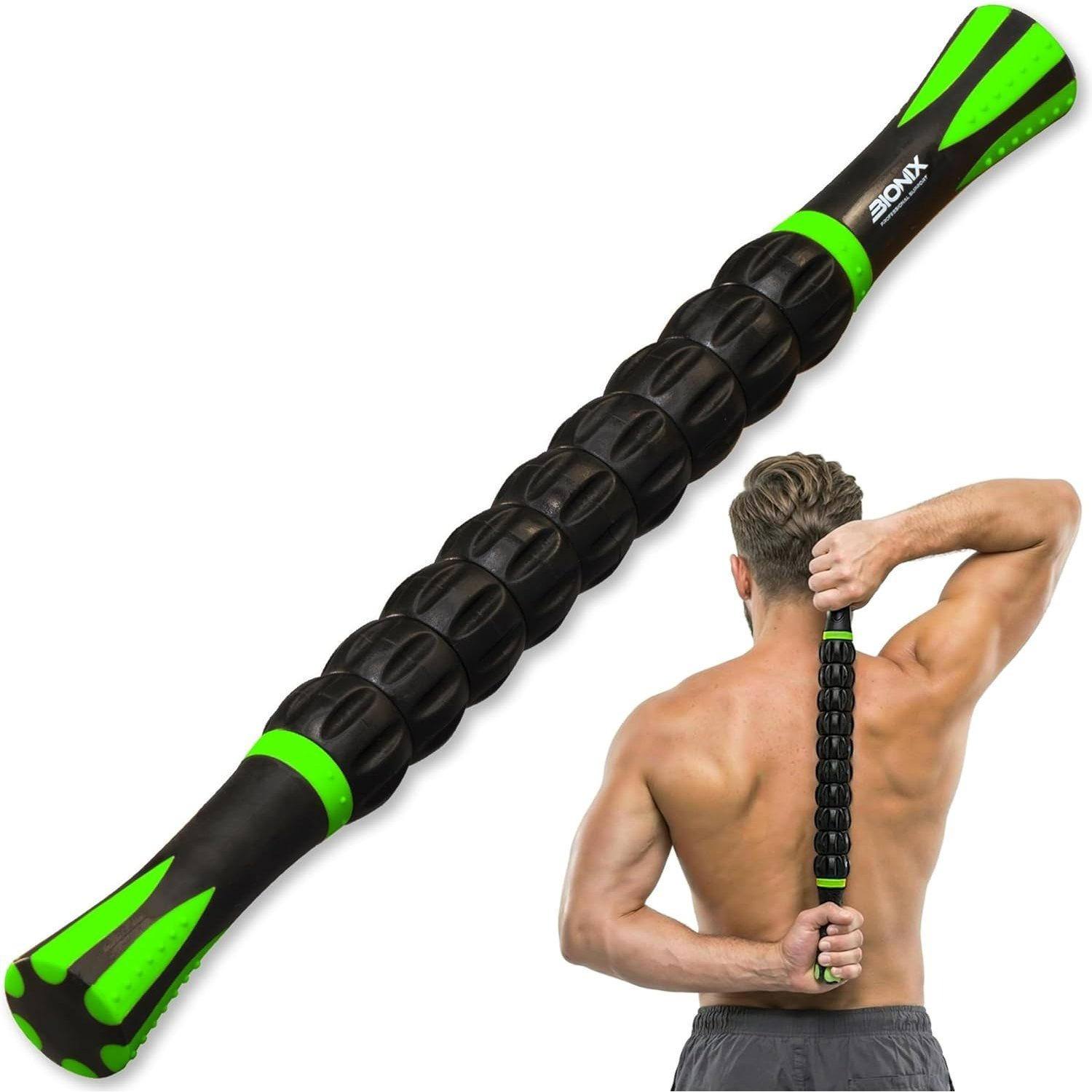   massage roller stick 360 deep tissue muscle roller 9 rollers non slip handles massage stick for trigger points calf leg muscles soreness tightness   recovery